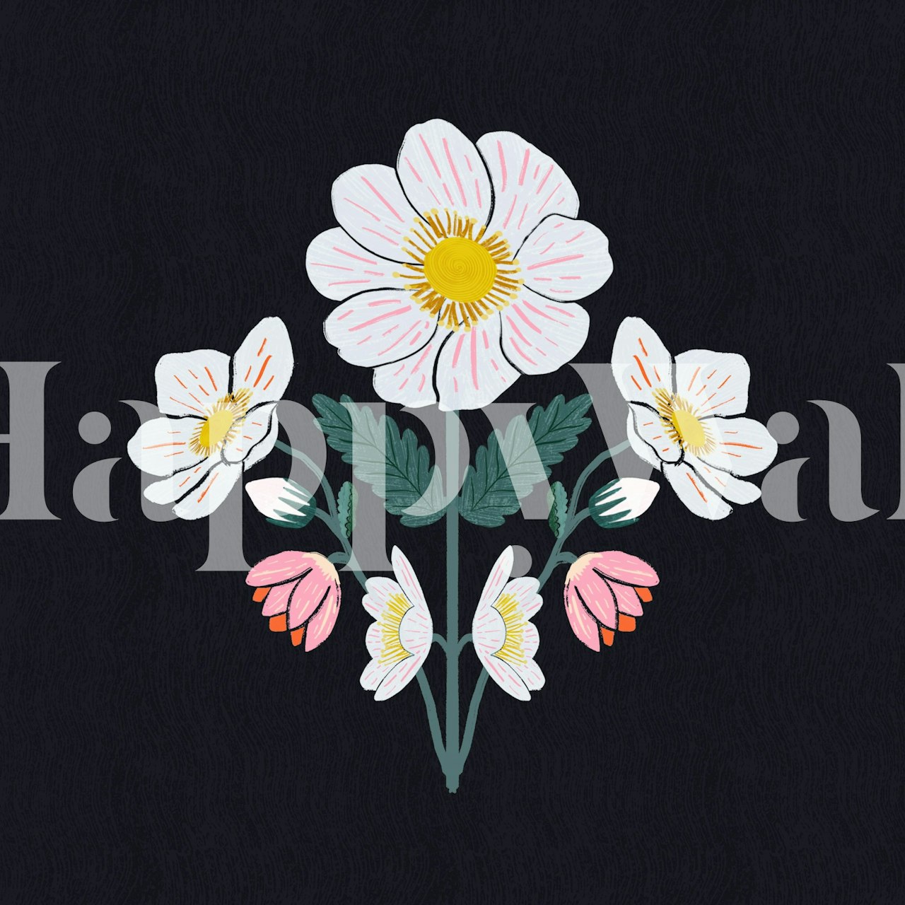 Tapeta Elegant White Blossoms w pokoju