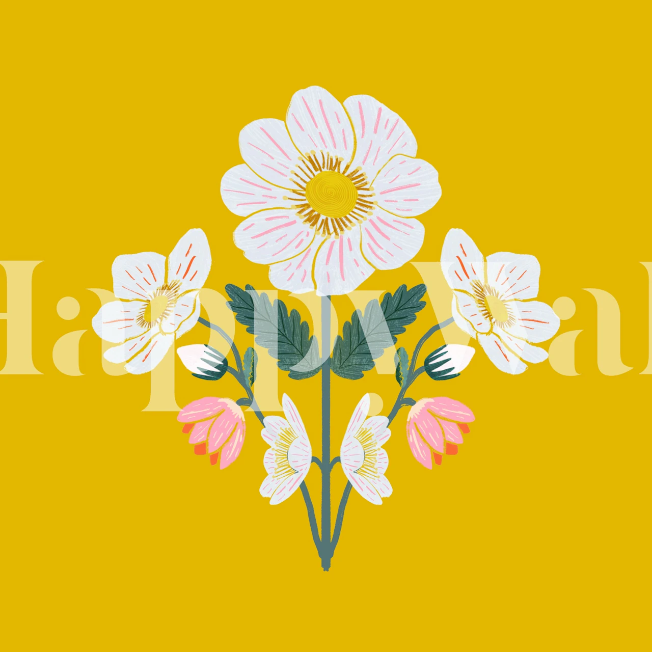 Sunny Floral Harmony tapet i et rum