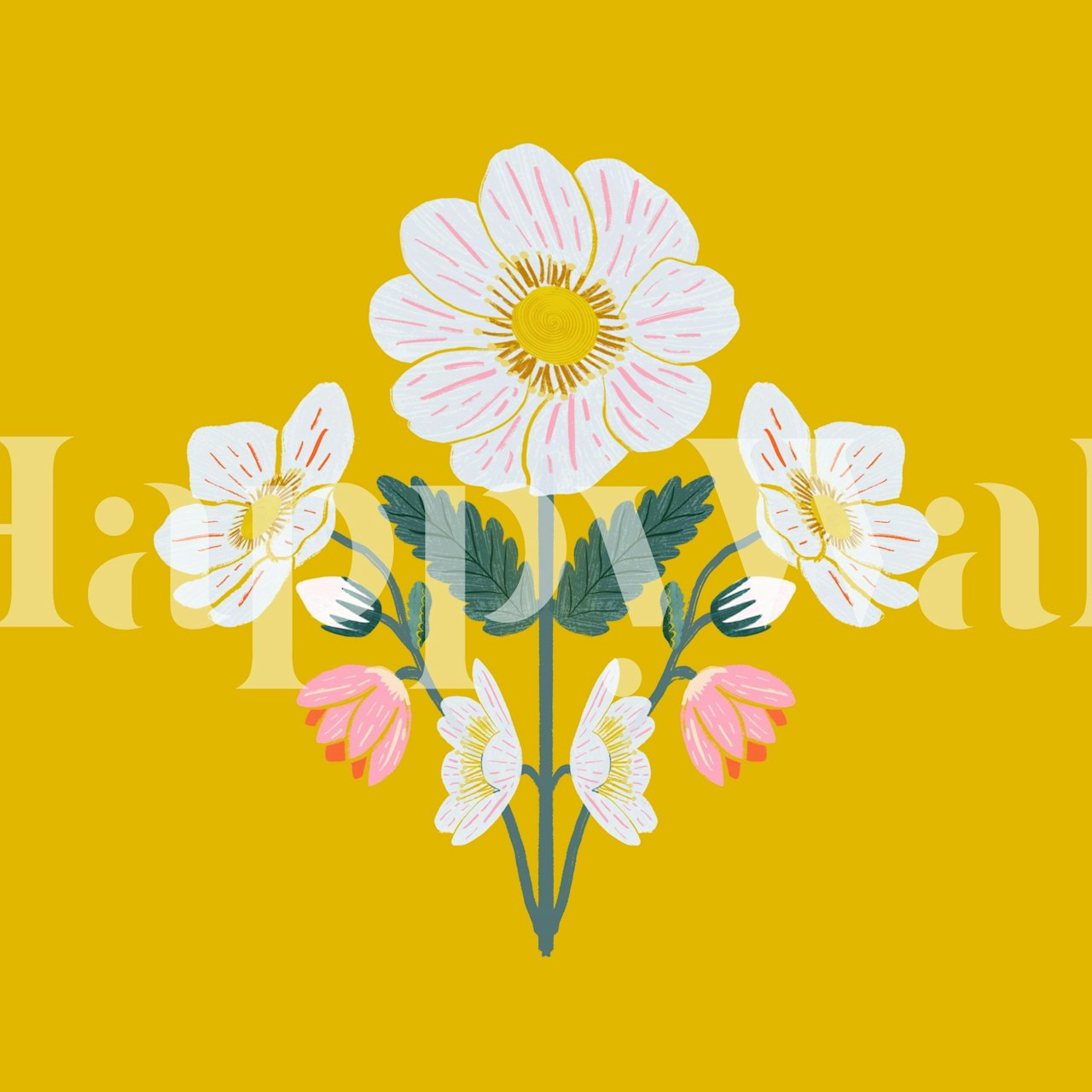 Sunny Floral Harmony wallpaper in a room