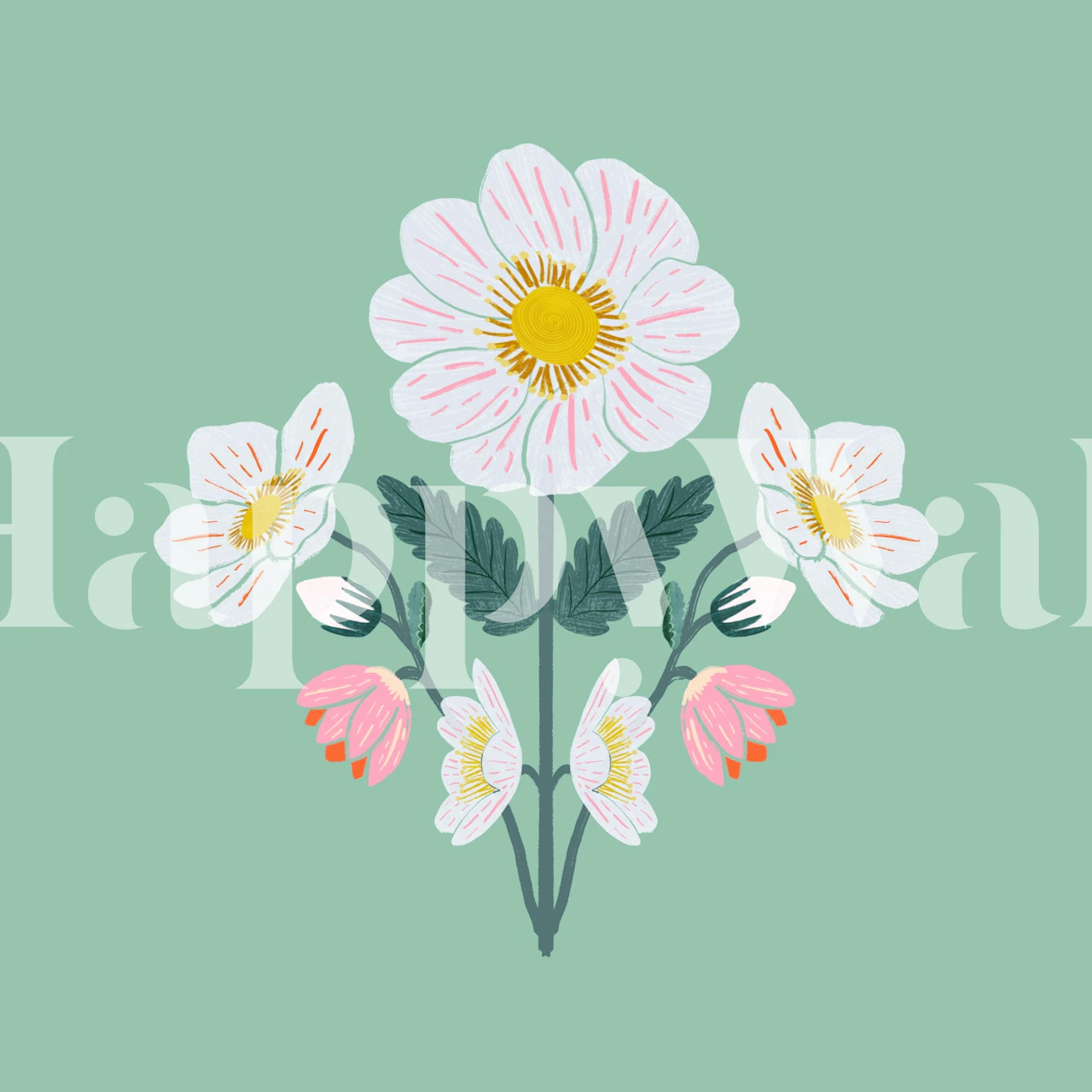 Elegant Garden Blossoms wallpaper in a room