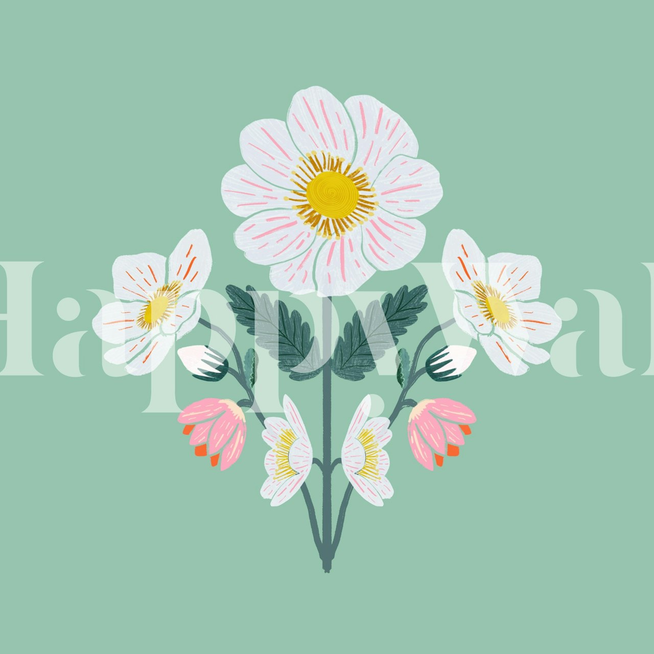 Elegant Garden Blossoms wallpaper in a room