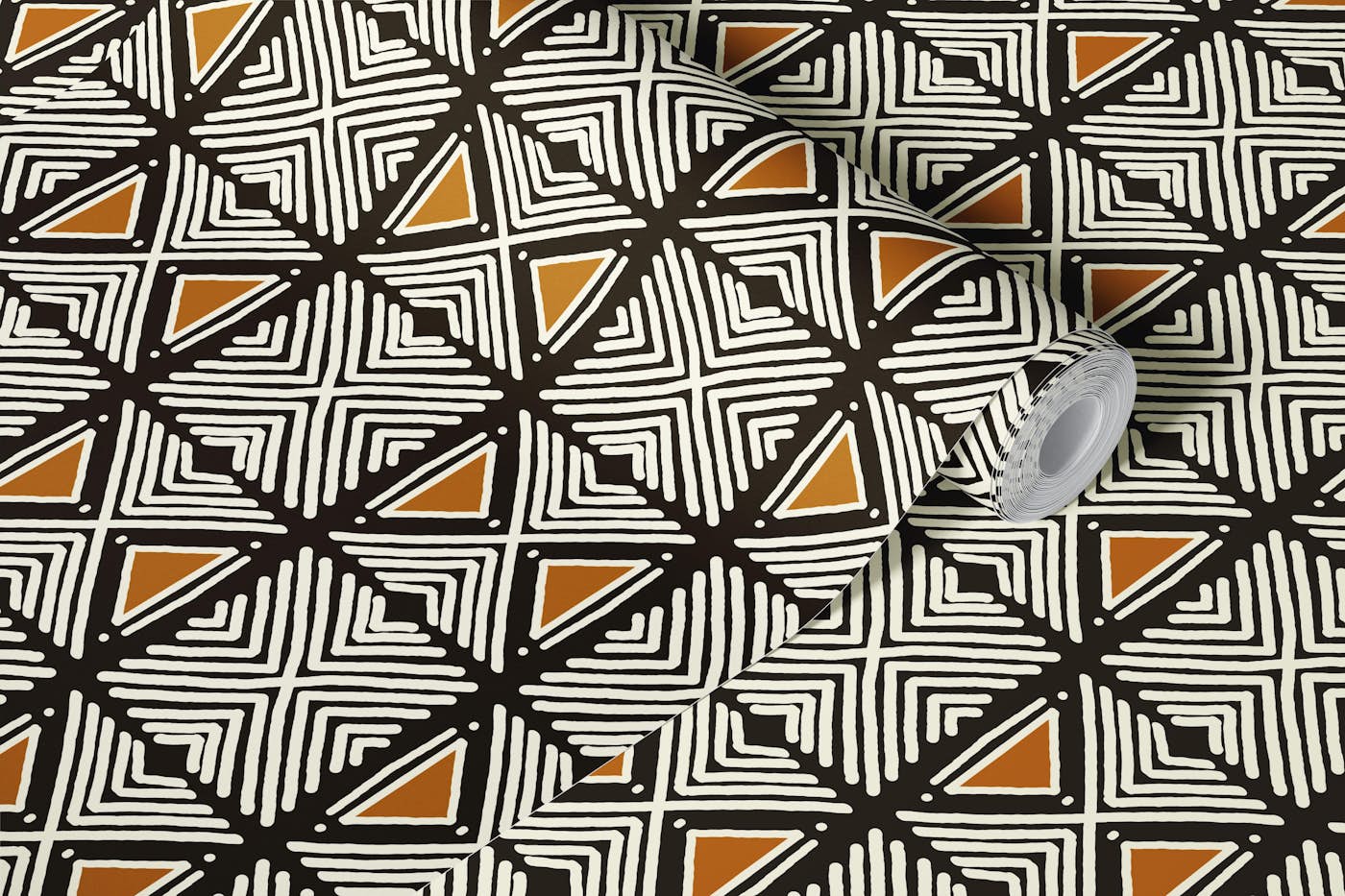 Tribal White Motif wallpaper roll