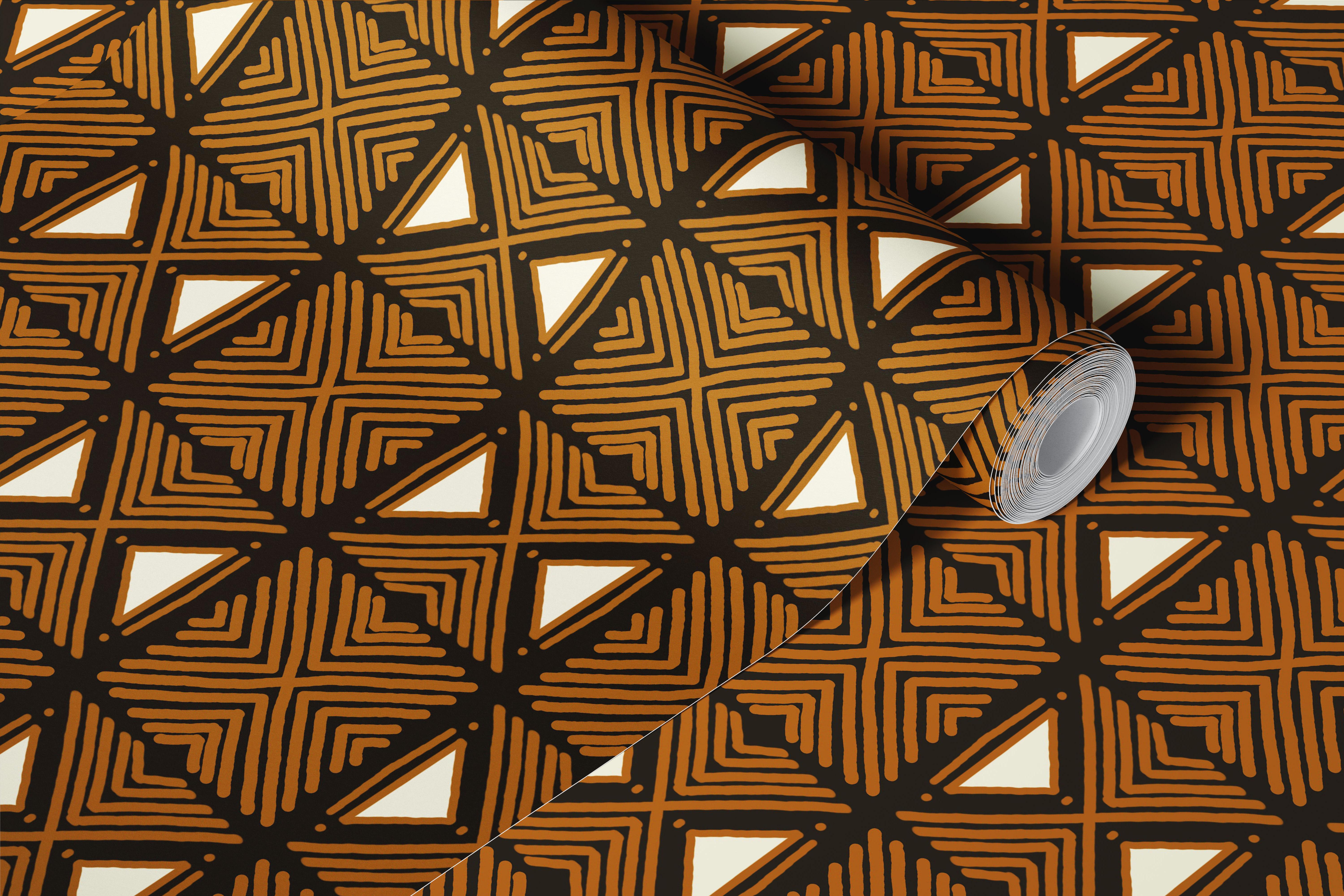 Tribal Dark Brown Motif tapet i et rom