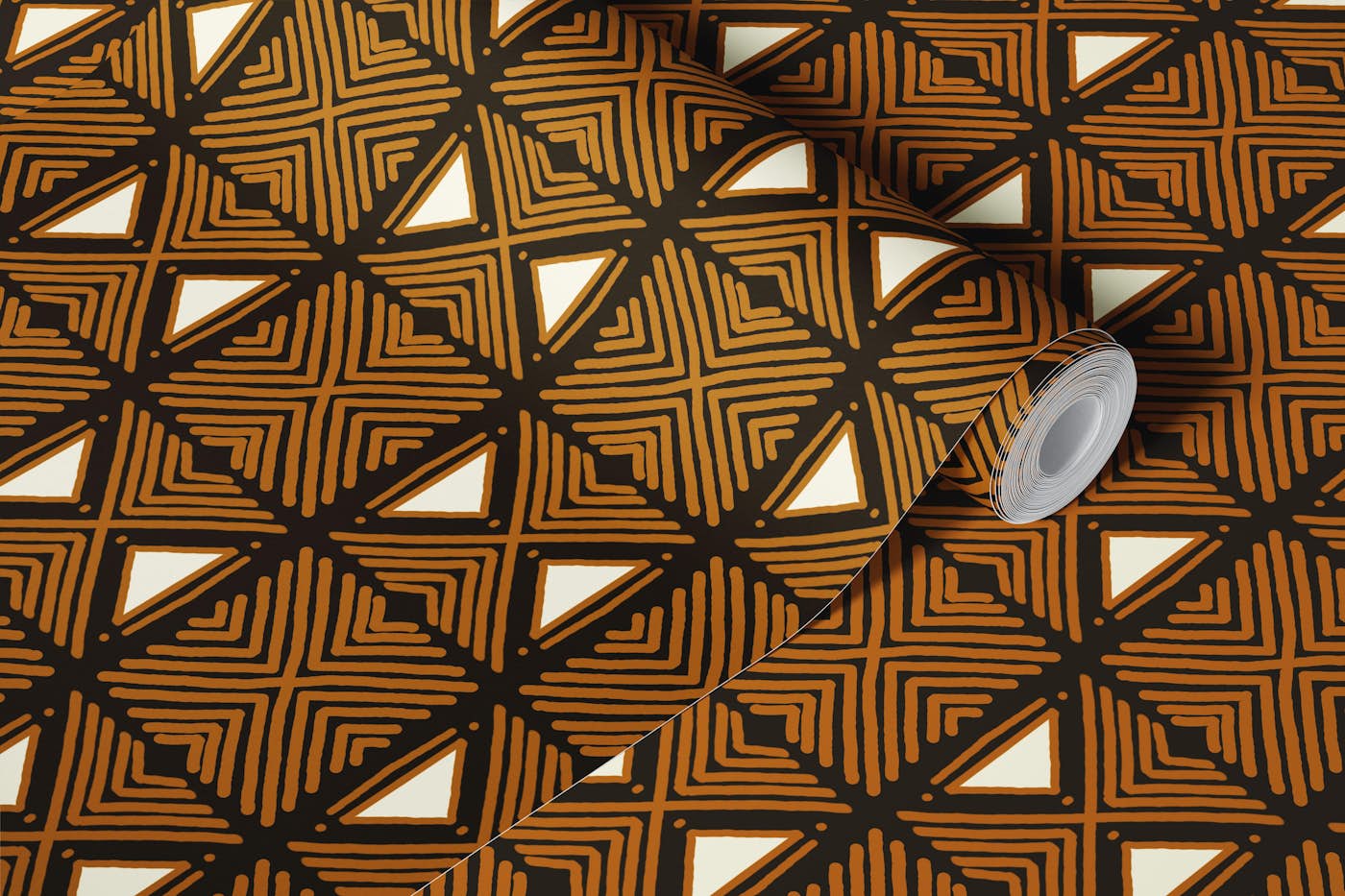 Tribal Dark Brown Motif wallpaper roll