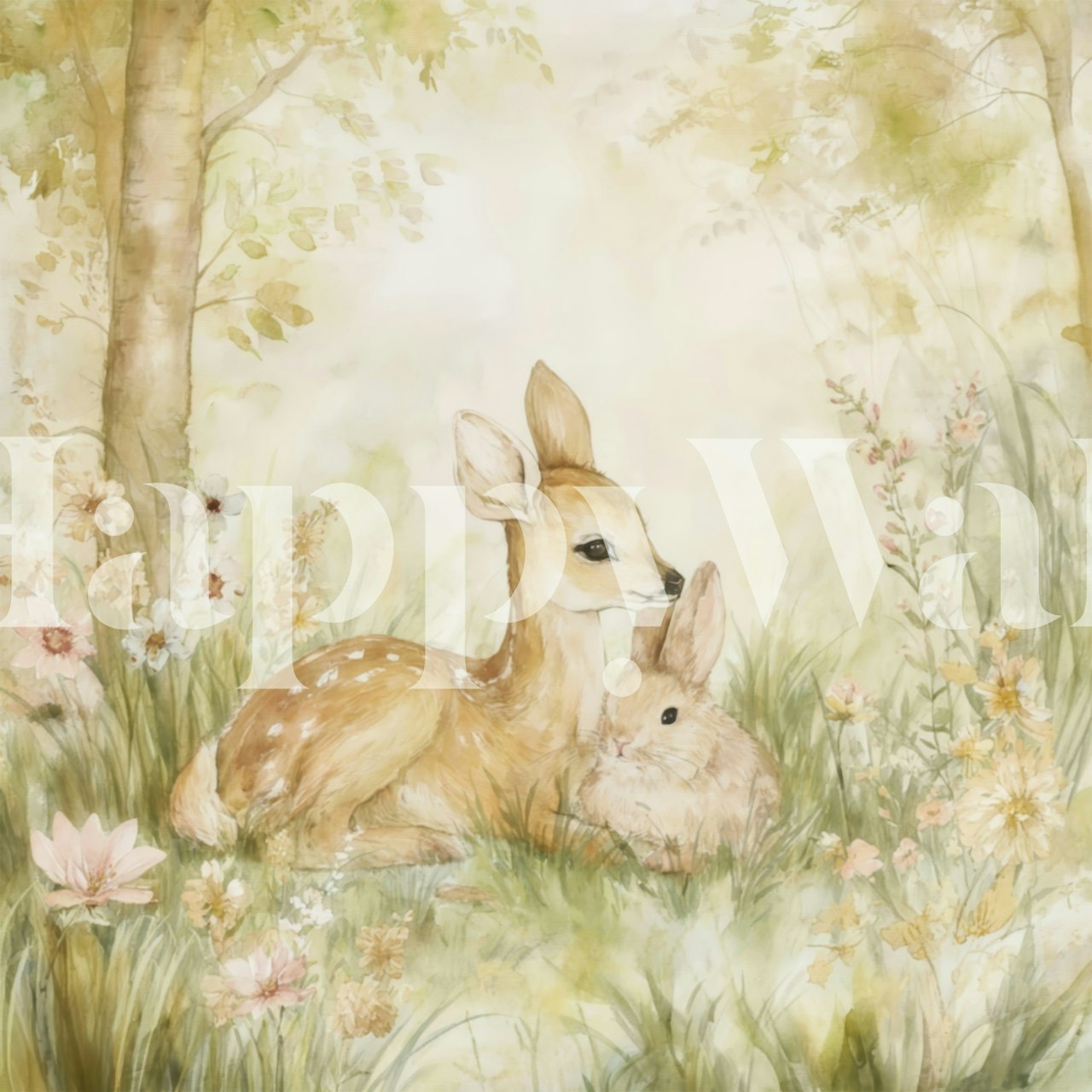 Fawn and Bunny Serenity tapeta v místnosti