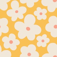 Lulu Scandi Flowers - Yellow with Peach tapet