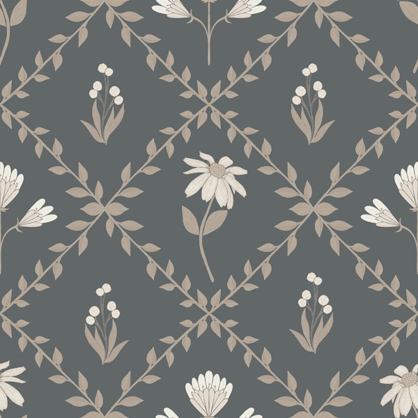 Charming Floral Harmony Gray Denim