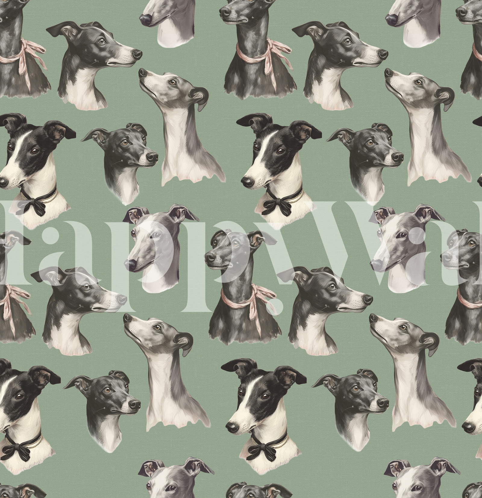 Whippet Pattern Whippet Dog Pattern Green Wallpaper