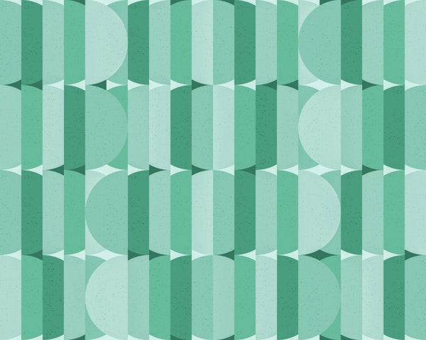 Large Soft Jade Green Retro Geometric Shapes