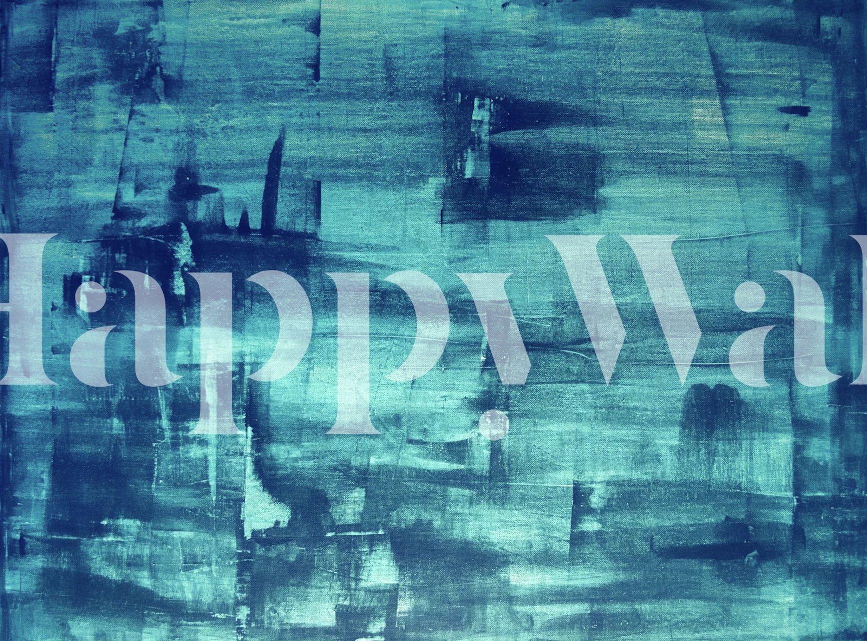 Abstract brush stroke patterns in emerald blue wallpaper