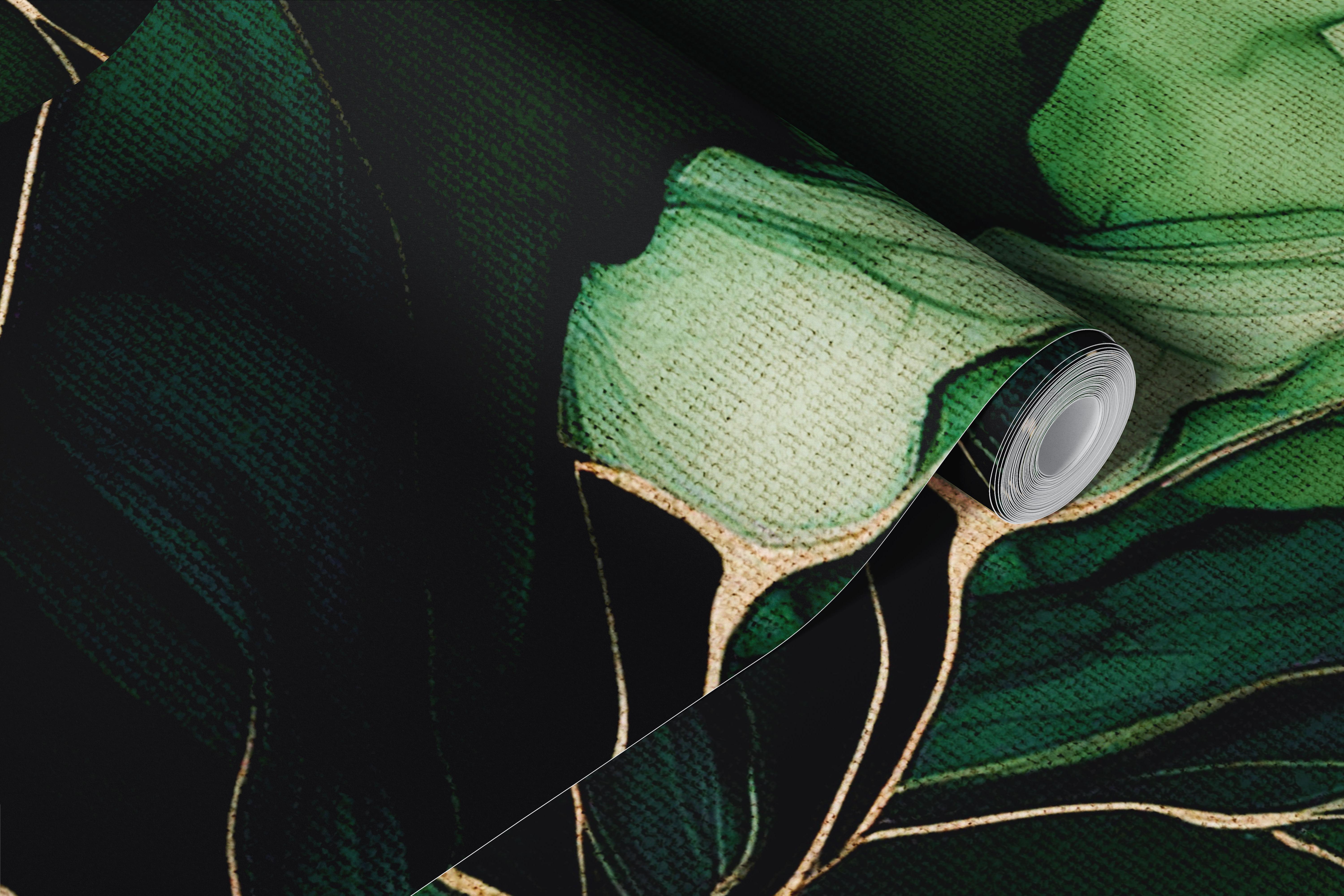 Emerald Green Alcohol Ink Wave tapet i et rum