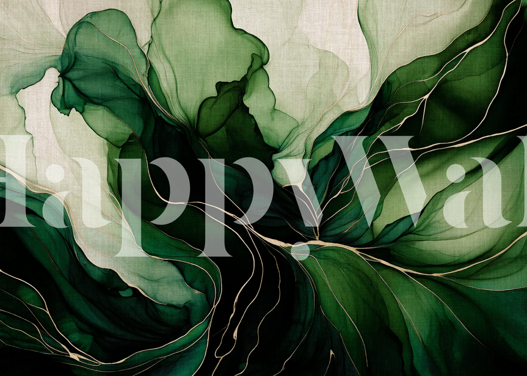 Tapeta Emerald Green Alcohol Ink Wave w pokoju