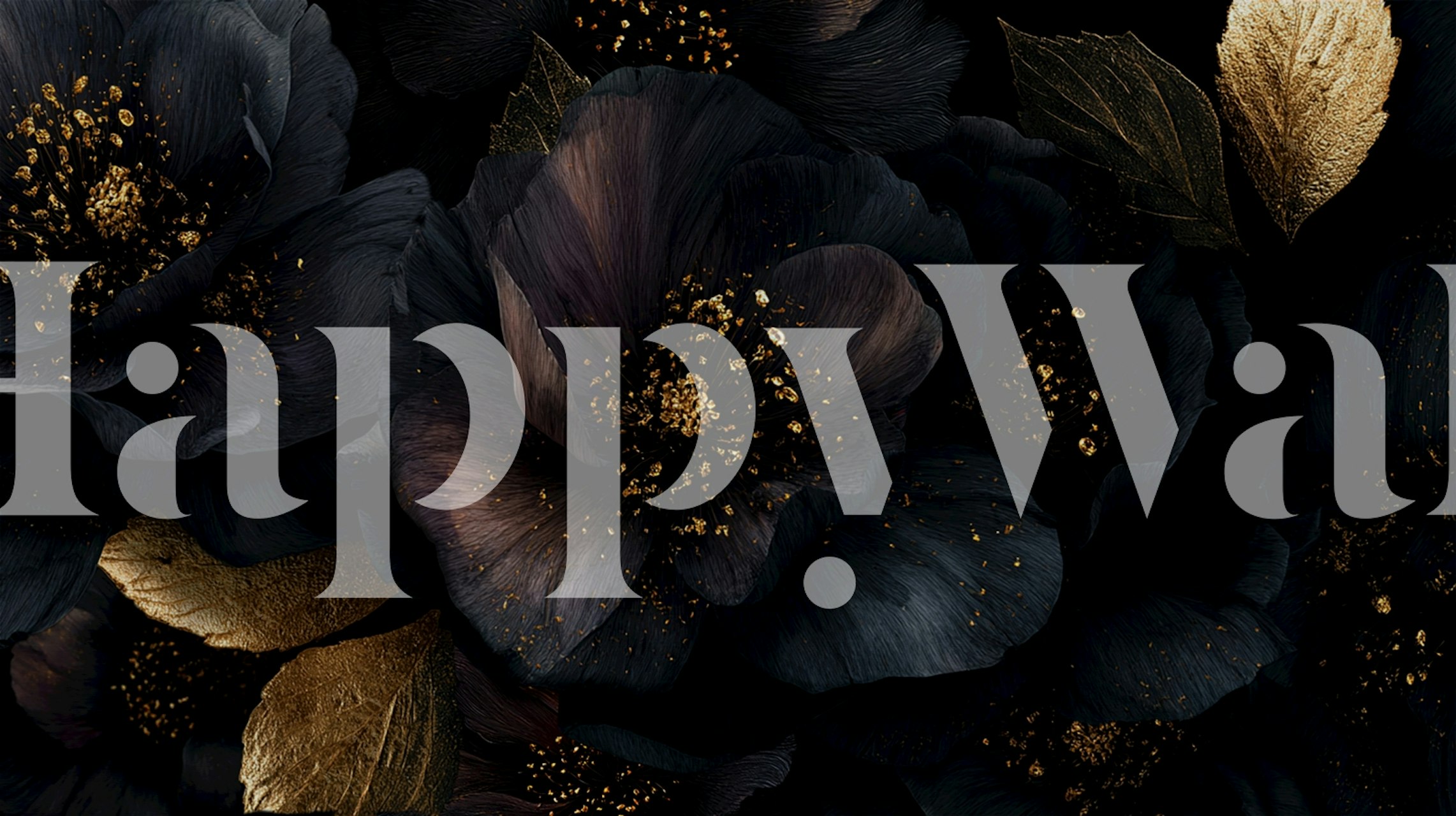 Dark floral design with gold accents wallpaper