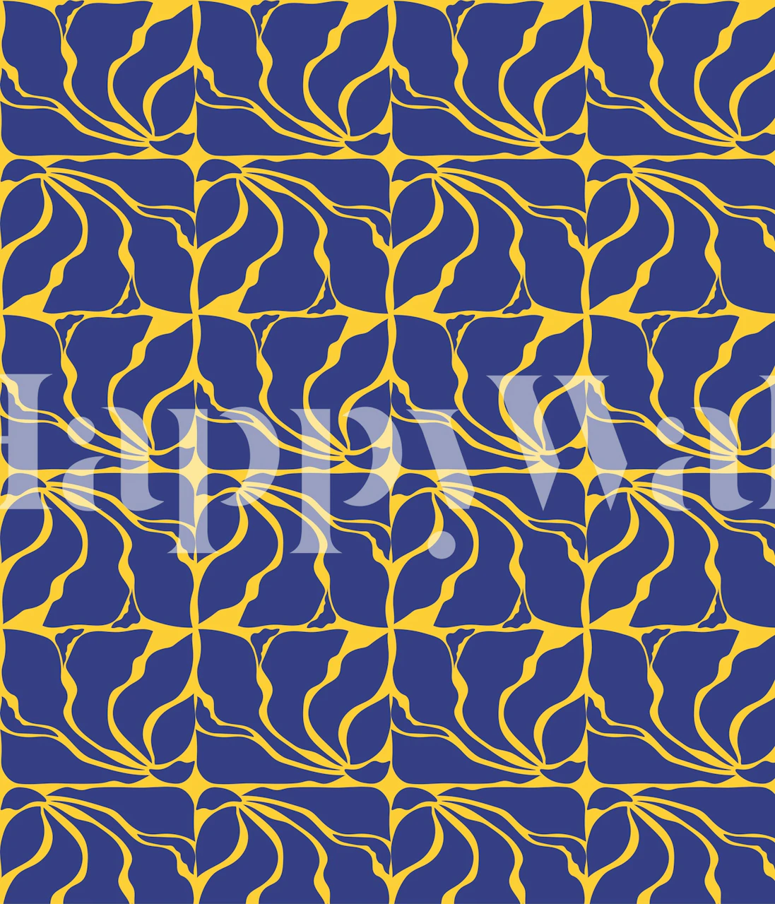 Floral pattern in blue and yellow colors, modern wallpaper