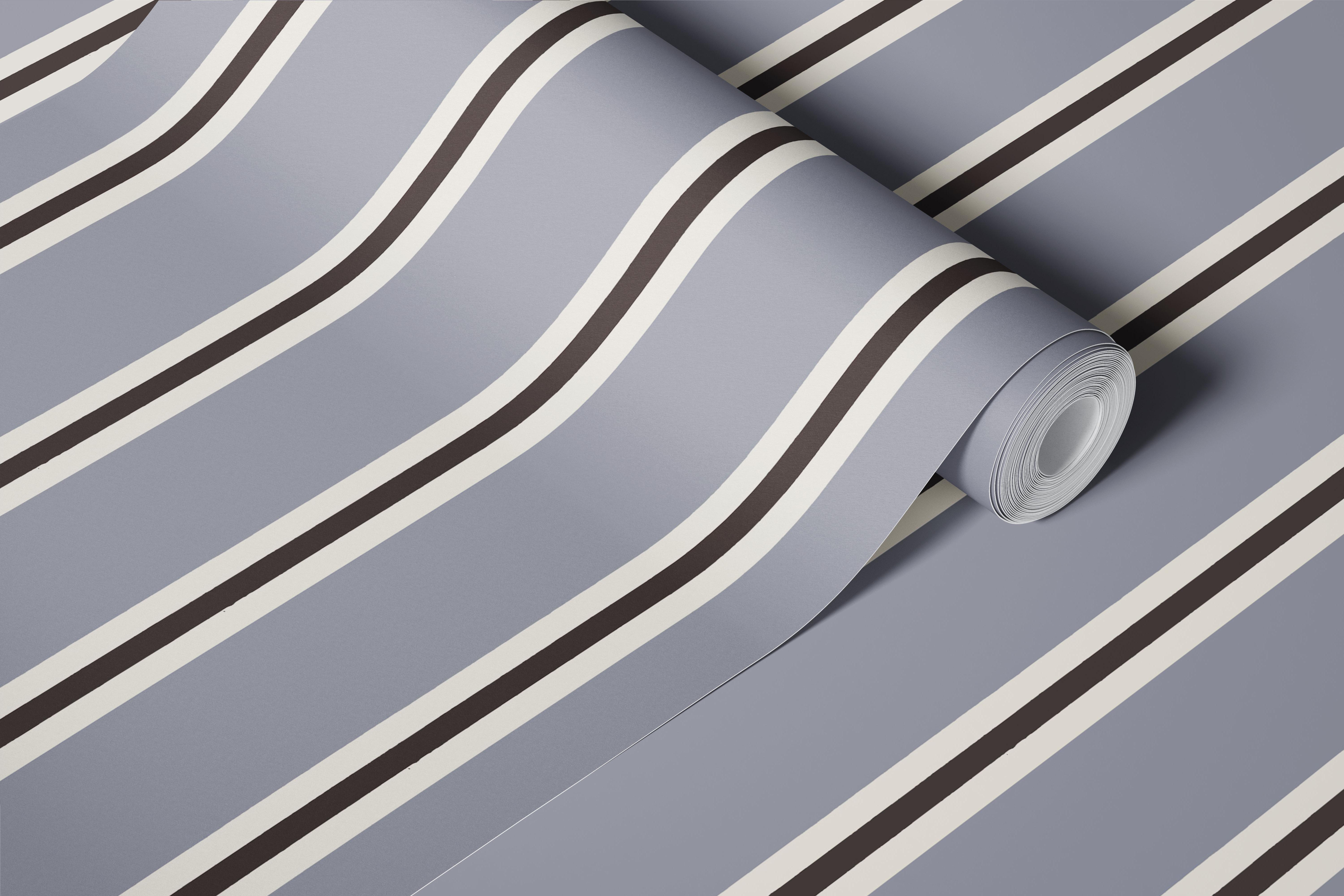 Contemporary vertical stripes in coastal blue and grey wallpaper