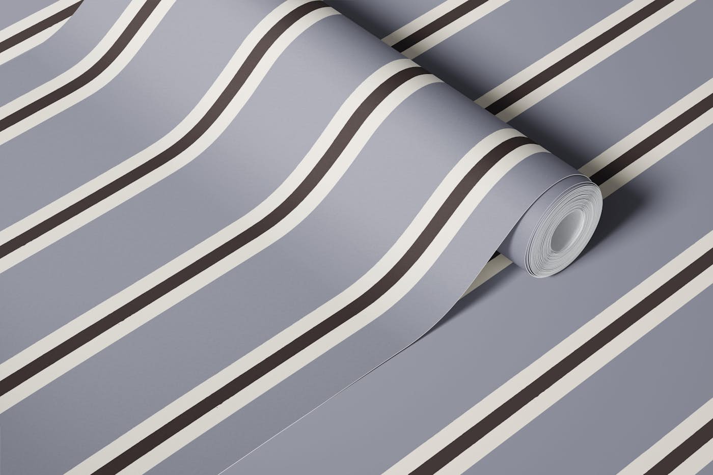 Contemporary Vertical Stripe on Coastal Blue wallpaper roll