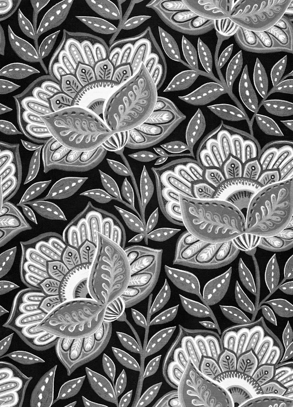 Dramatic Monochrome Chintz Floral Large