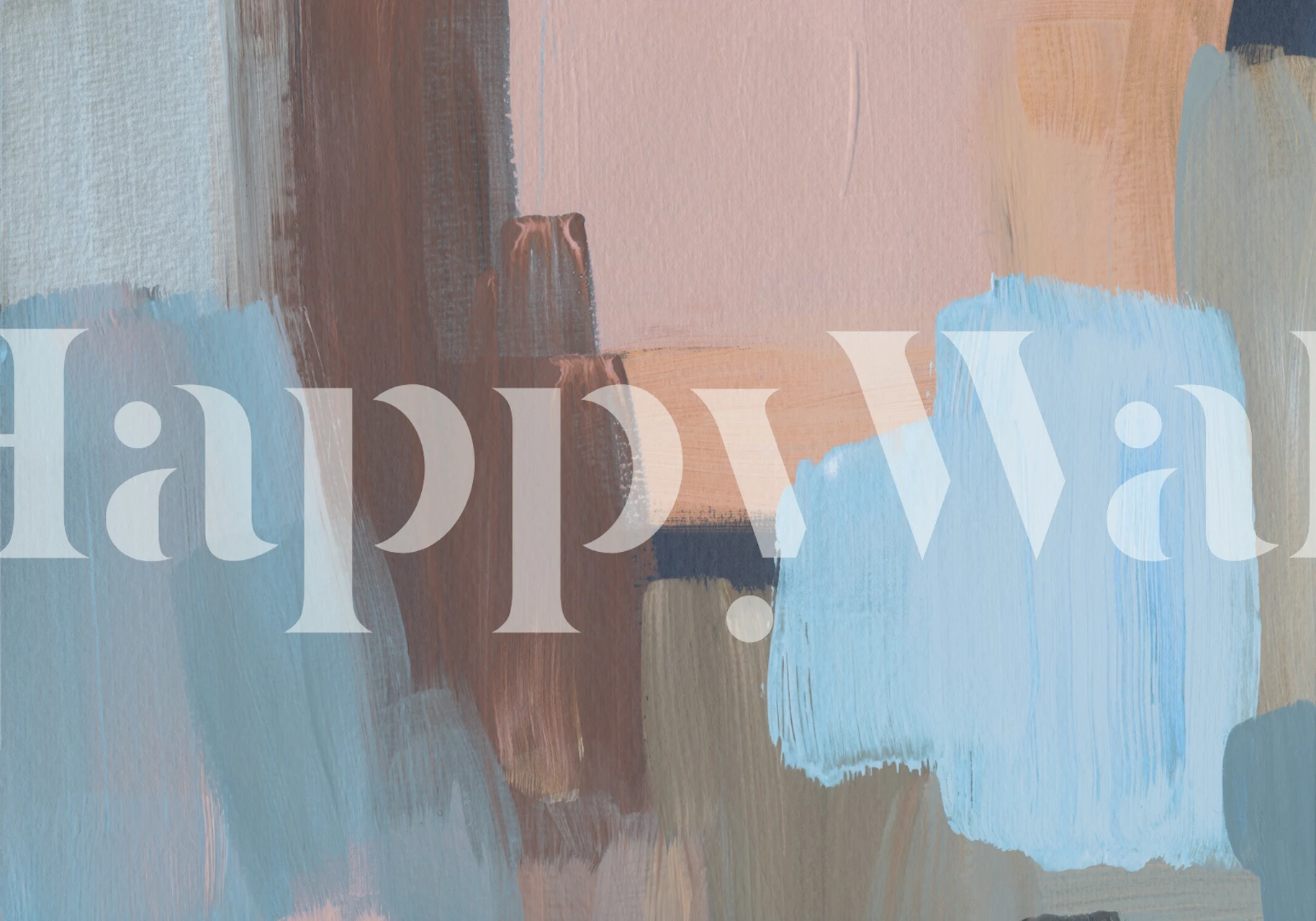 Abstract pastel strokes in blue, pink, and beige colors wallpaper