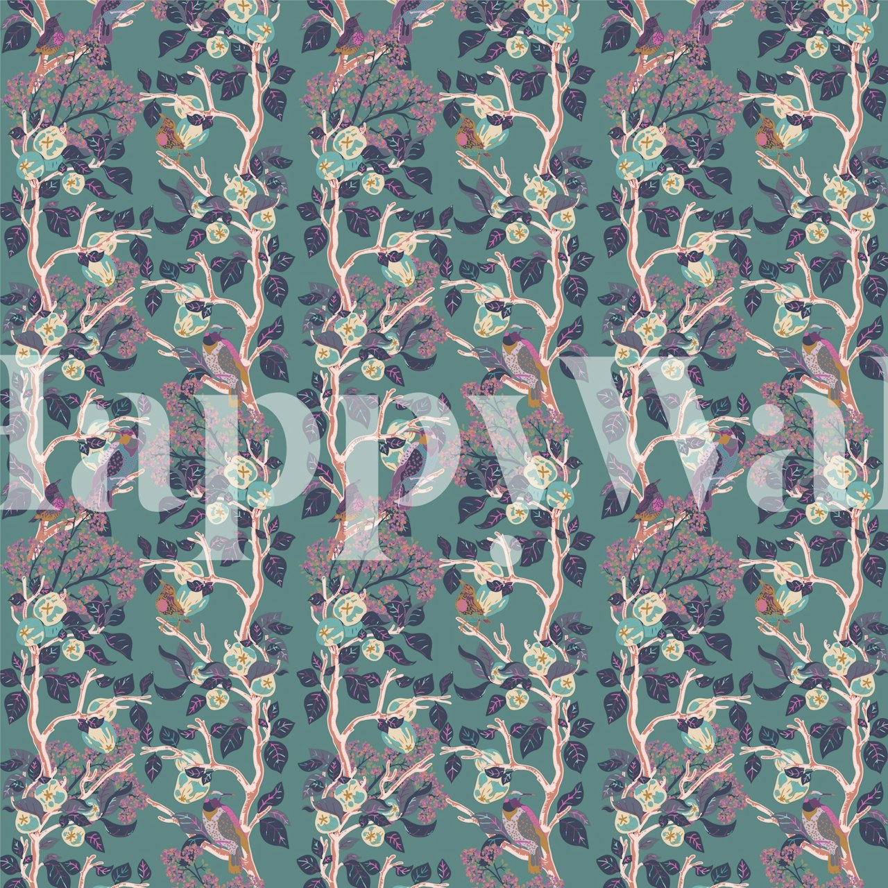 Woddpeckers in Blue Mural papiers peint