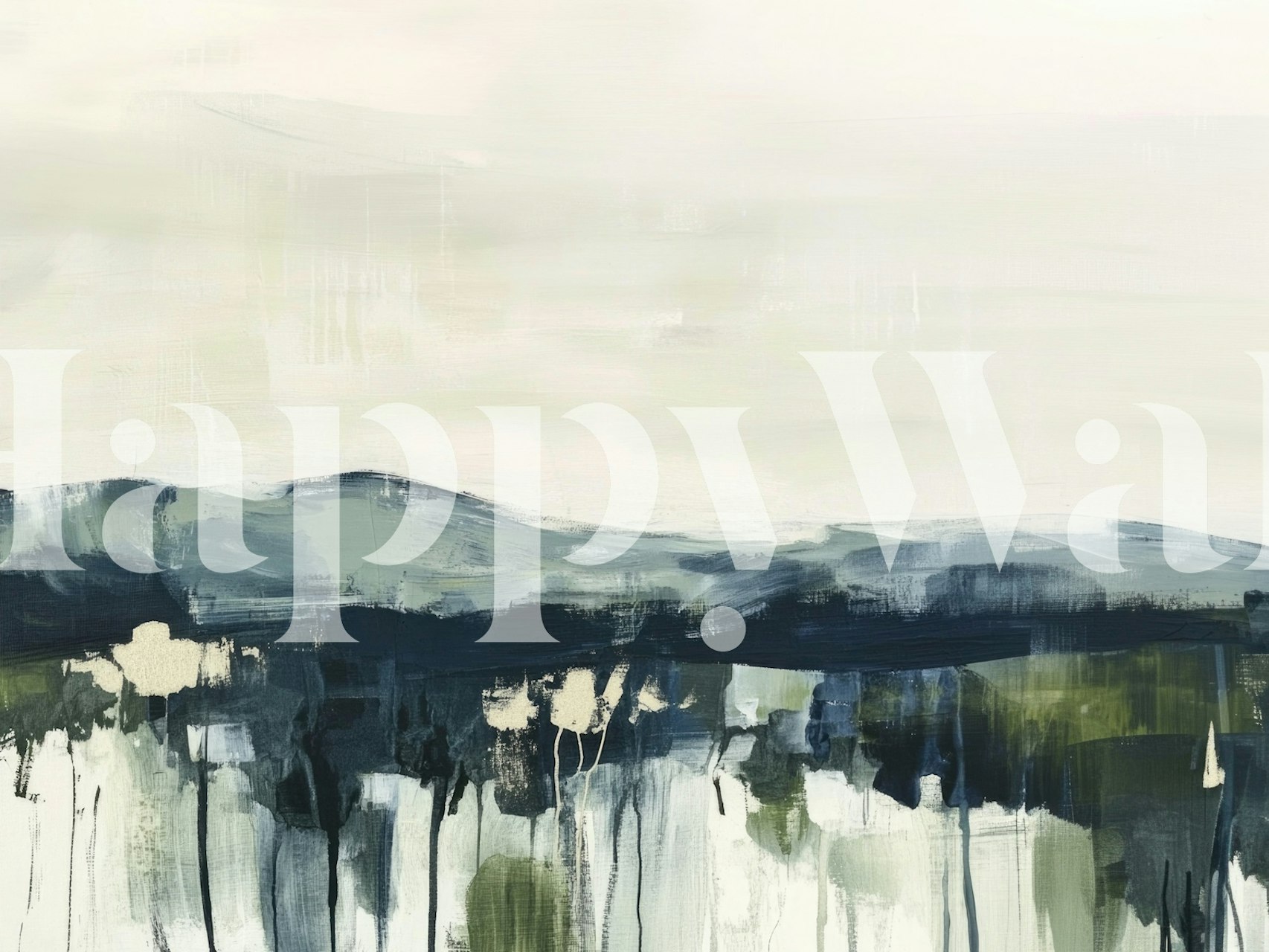 Abstract mountain landscape in blue and green tones wallpaper