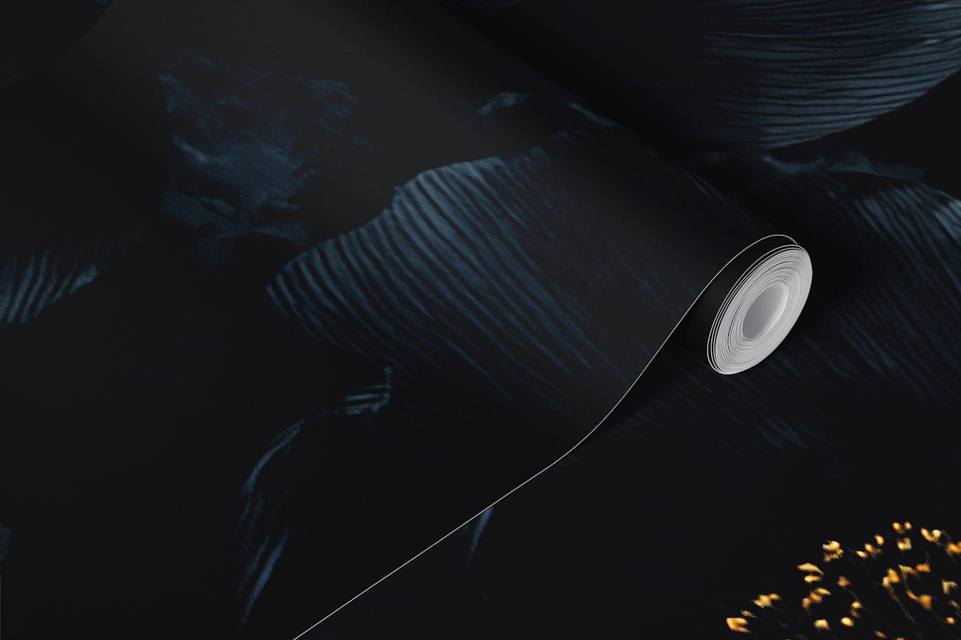 Golden Midnight Blooms wallpaper roll