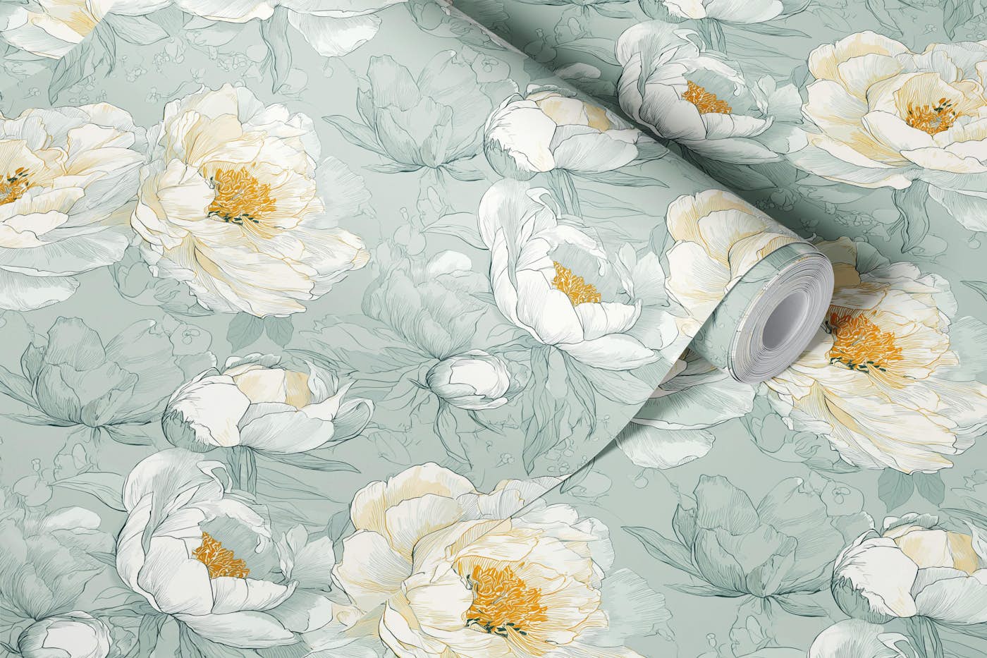 Peony Dream in Bloom wallpaper roll