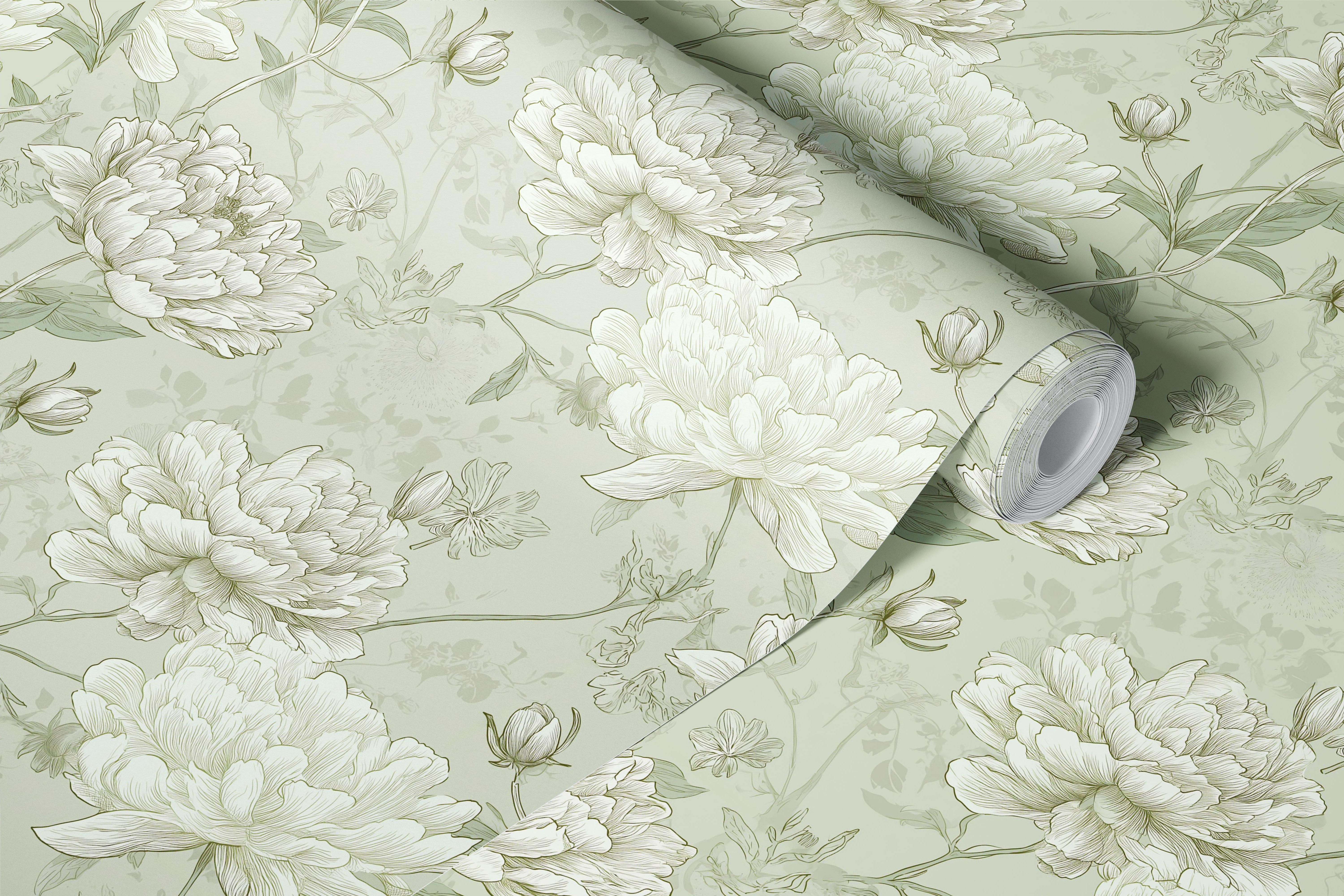 Pastel Peony Paradise wallpaper in a room