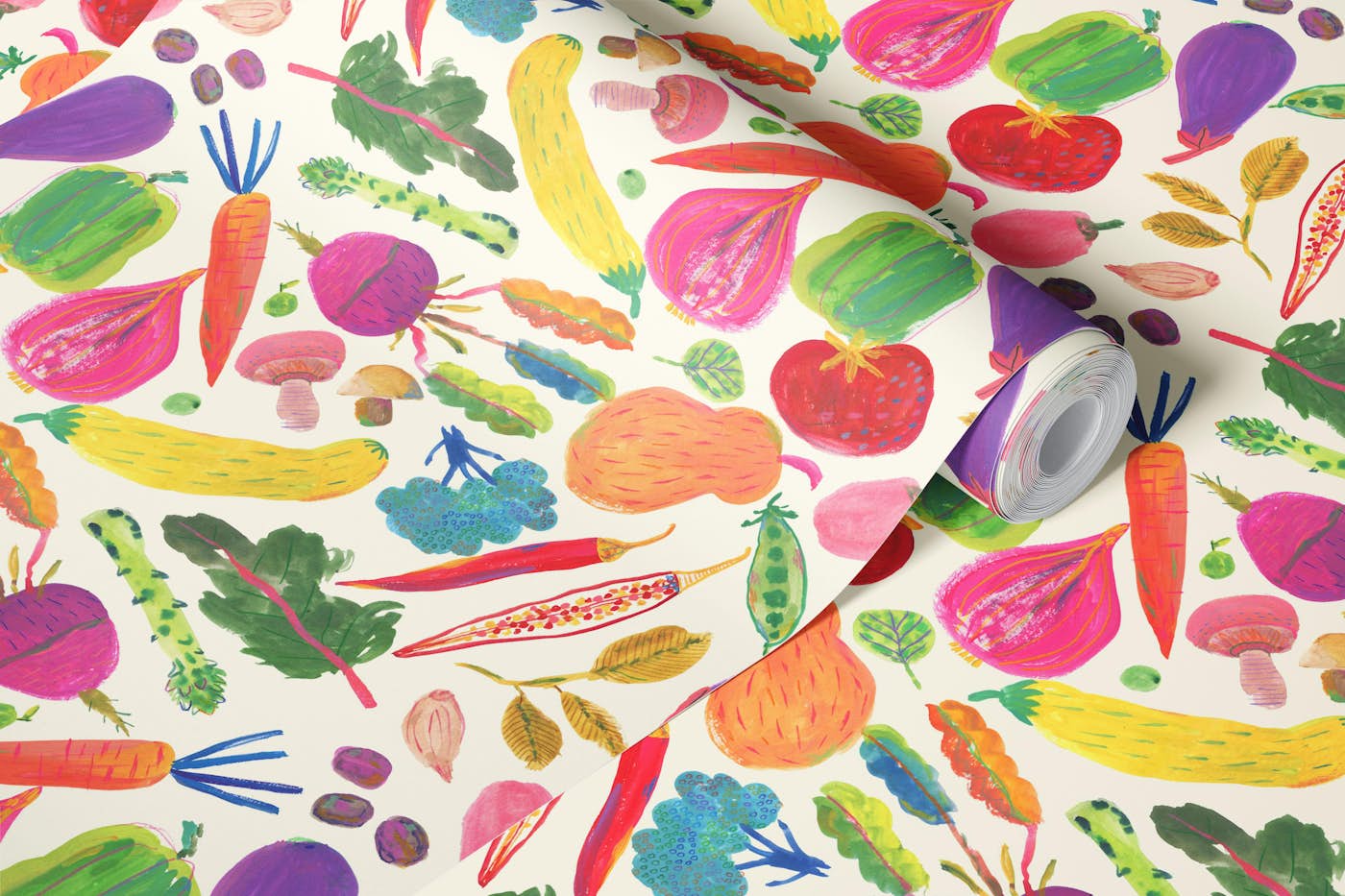 Rainbow Veggies wallpaper roll
