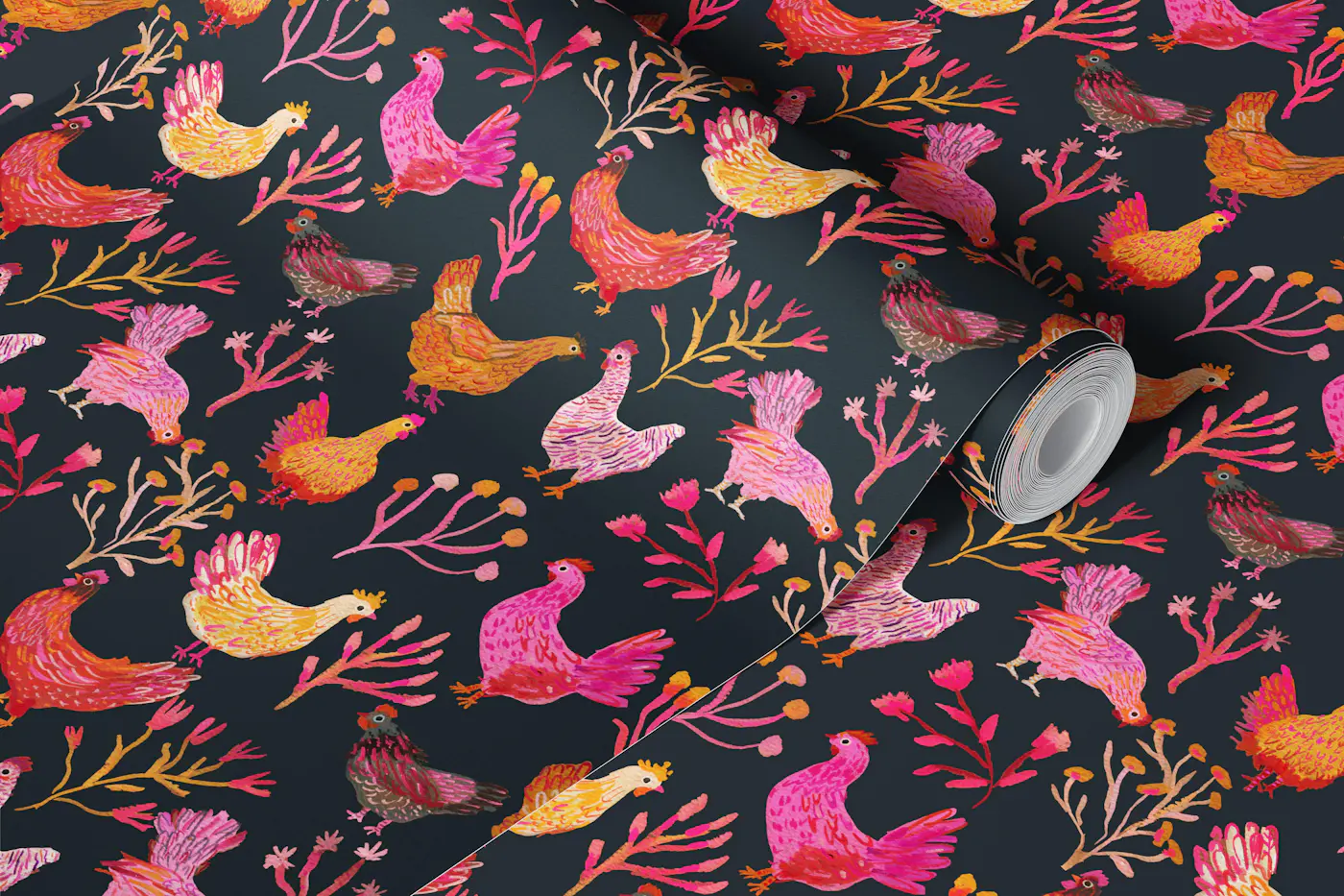 Cluck Around And Find Out Black wallpaper roll
