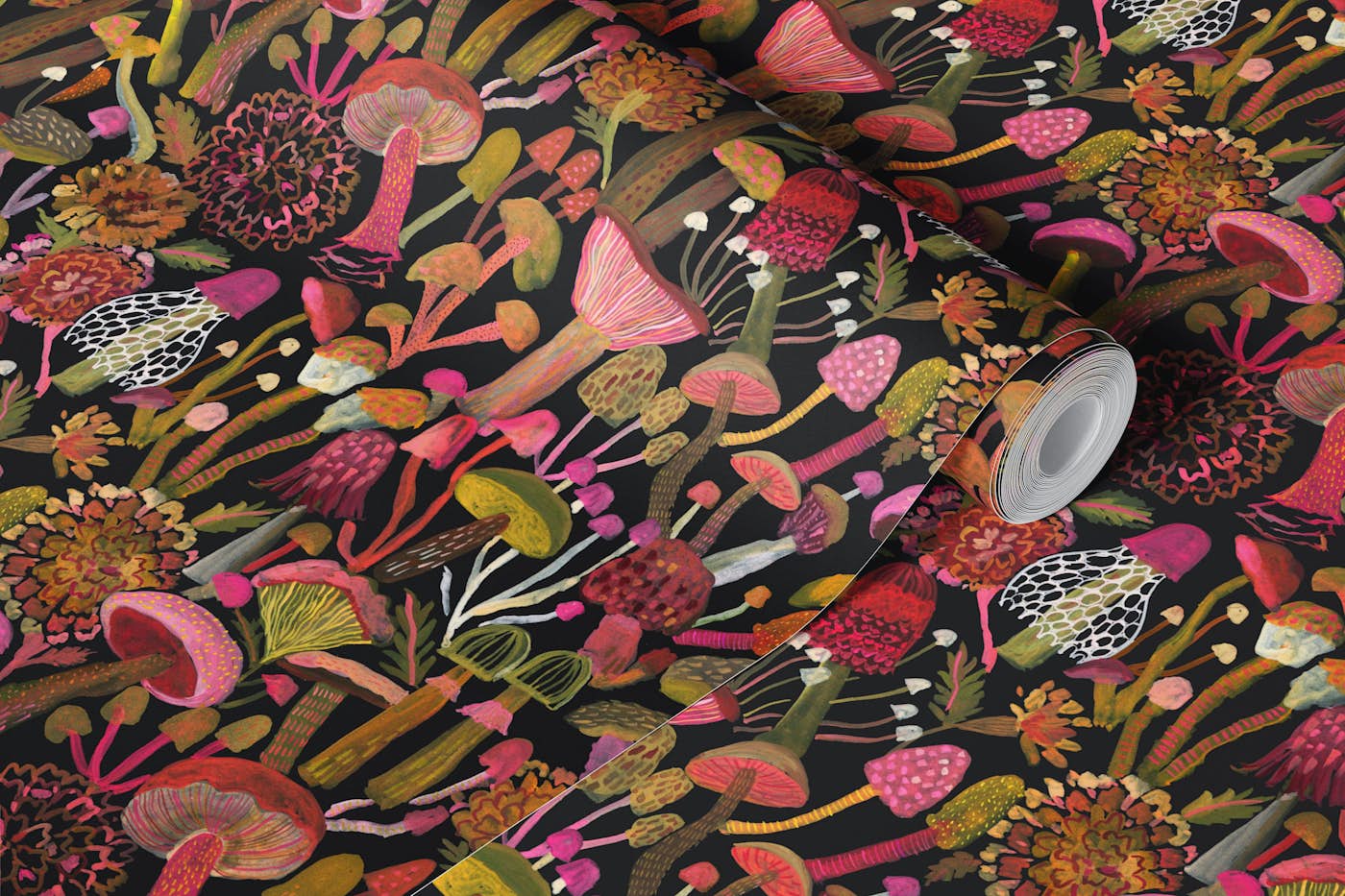 Mushroom Forest Floor wallpaper roll