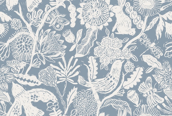 Linocut Print Ice Blue