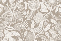 Linocut Print Beige And Cream papiers peint