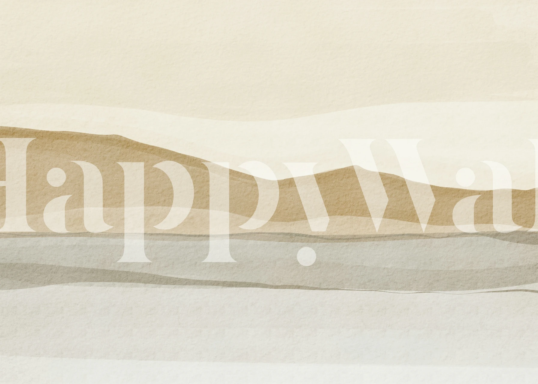 Neutral watercolor landscape wallpaper in beiges and grays