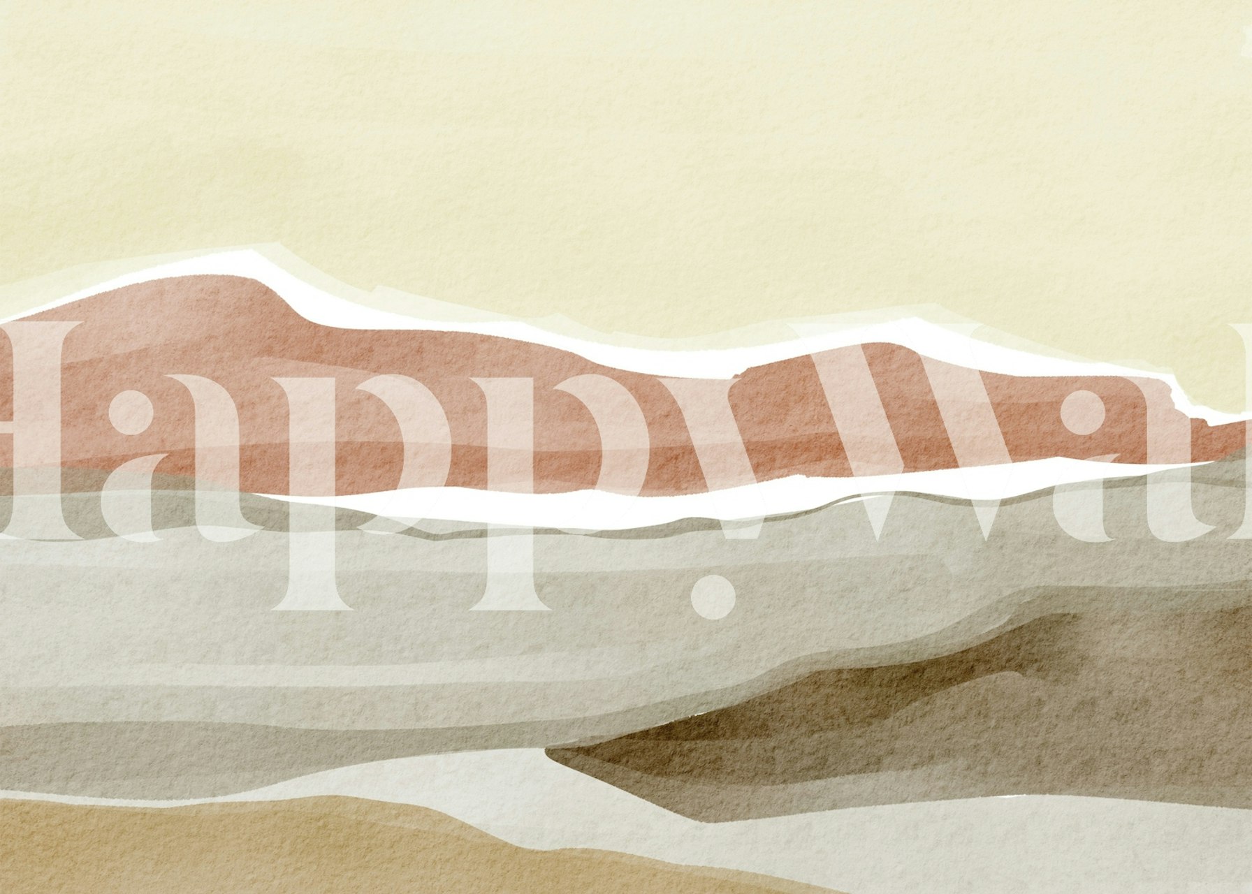 Abstract landscape wallpaper in muted earth tones like beige and terracotta