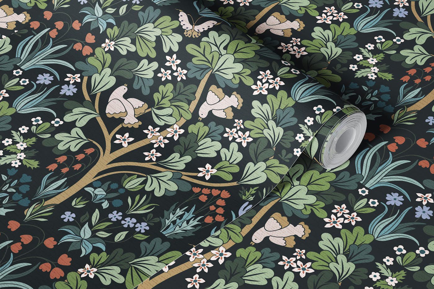 Enchanted Garden Tapestry with Birds wallpaper roll