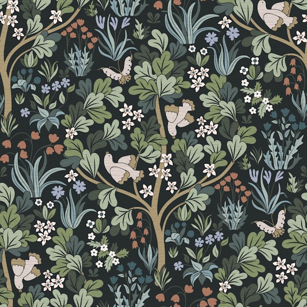 Enchanted Garden Tapestry with Birds