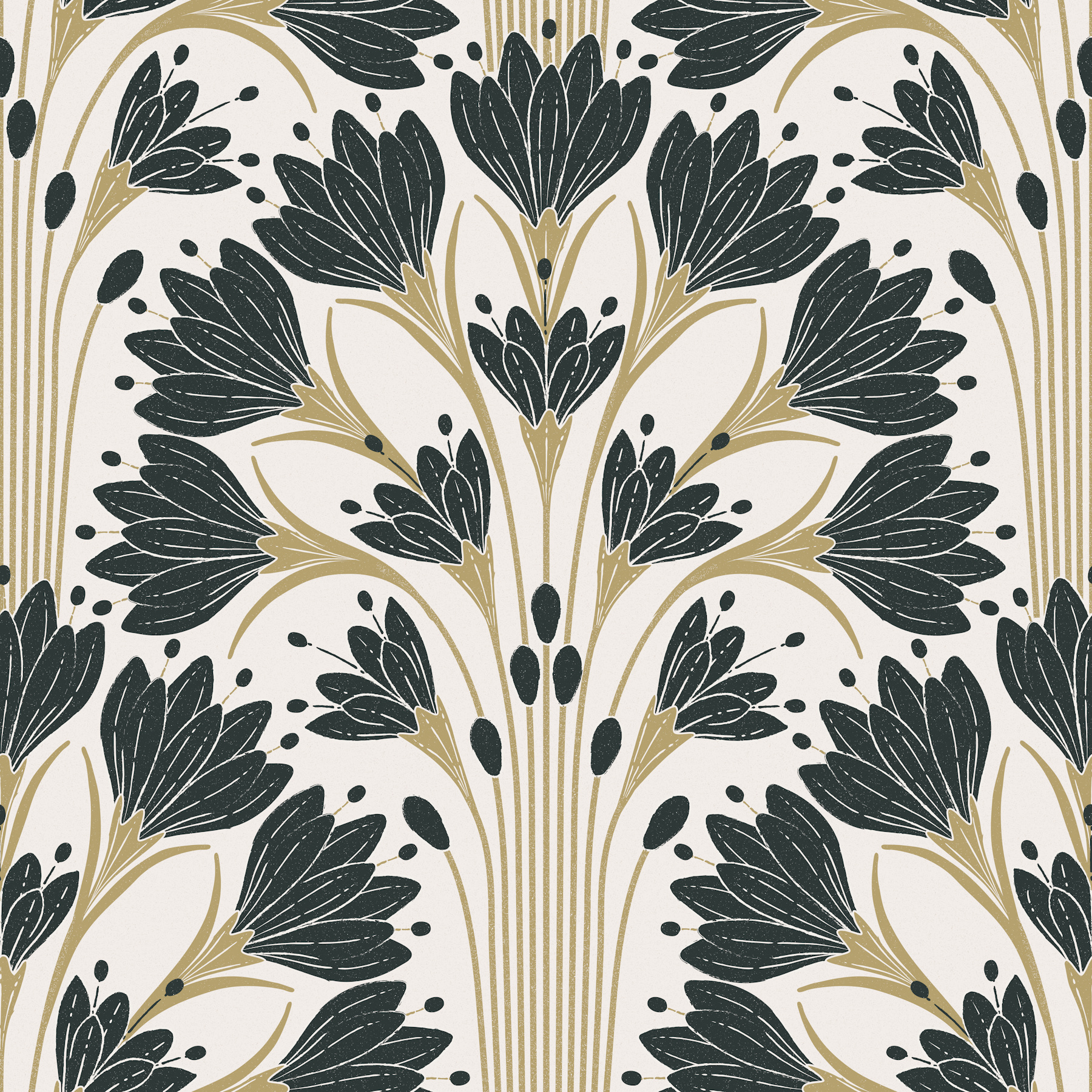 Art Deco Botanical Floral Wallpaper