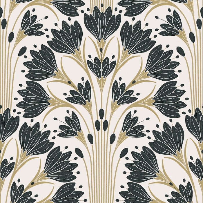 Art Deco Botanical Floral Wallpaper