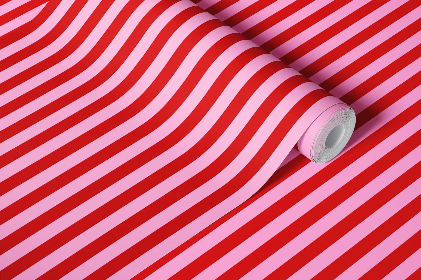 Joyful Pink and Red Stripes wallpaper roll