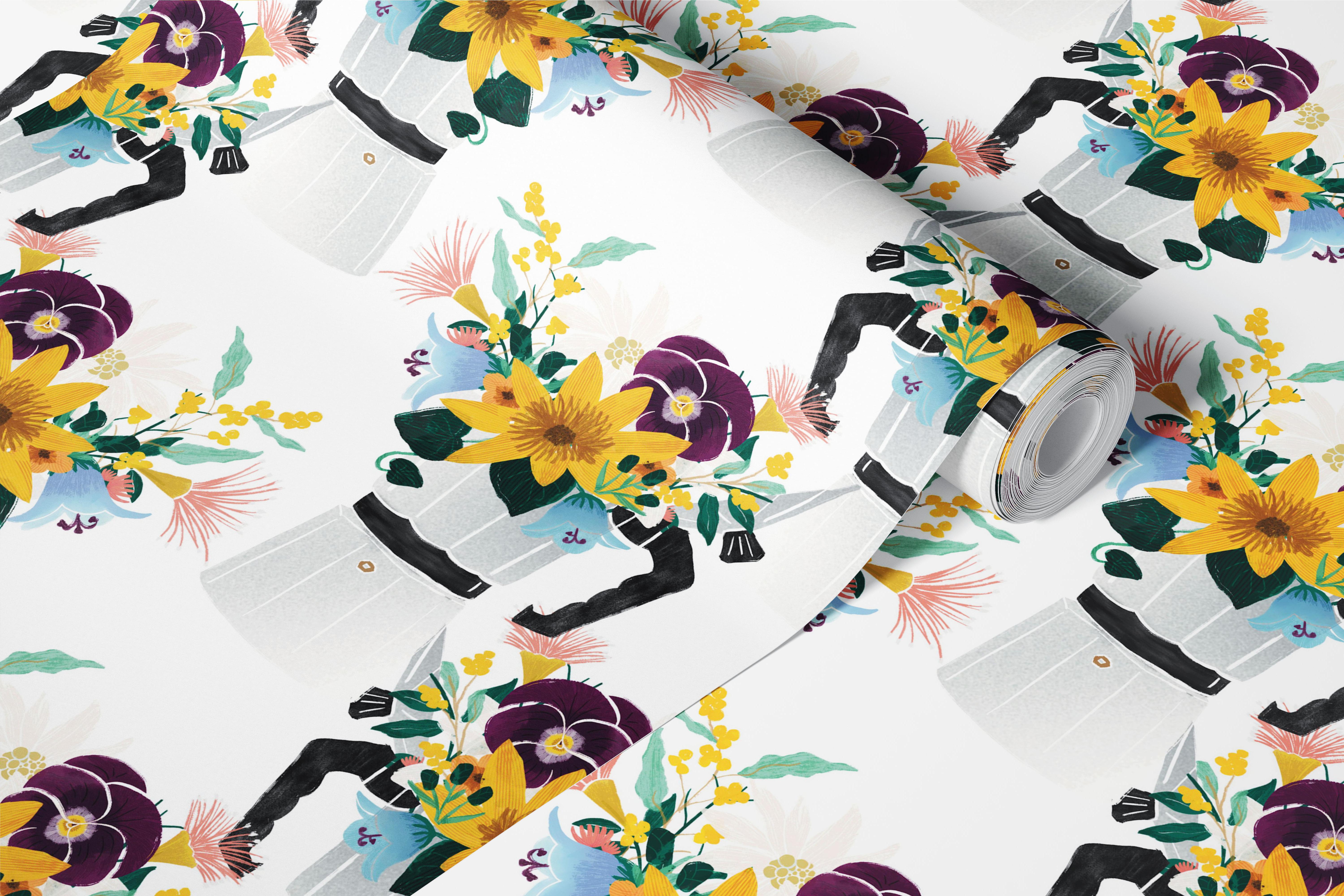 Floral Espresso Delight wallpaper in een kamer