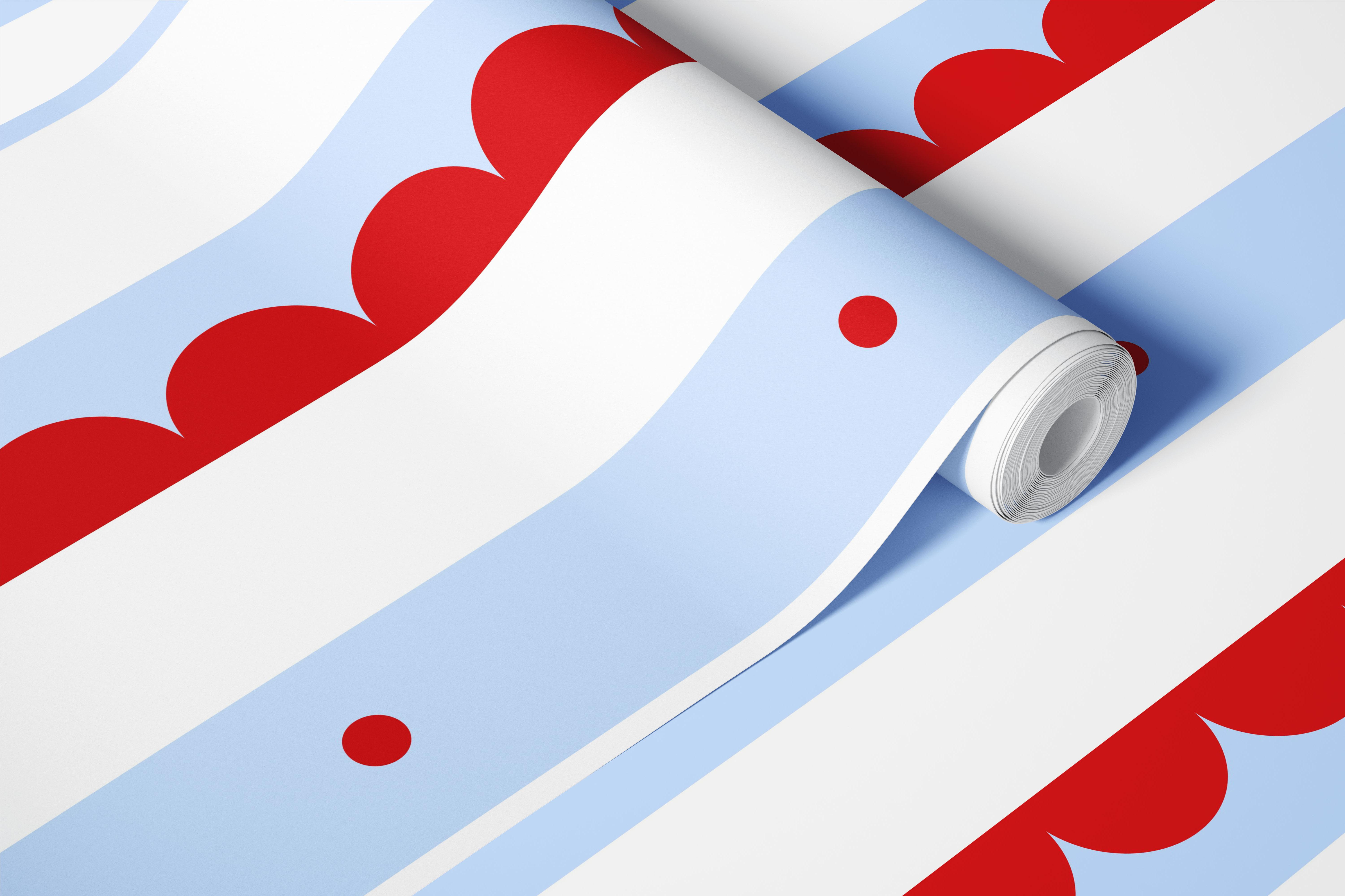 Polka Parade Stripes Red and Blue wallpaper in a room