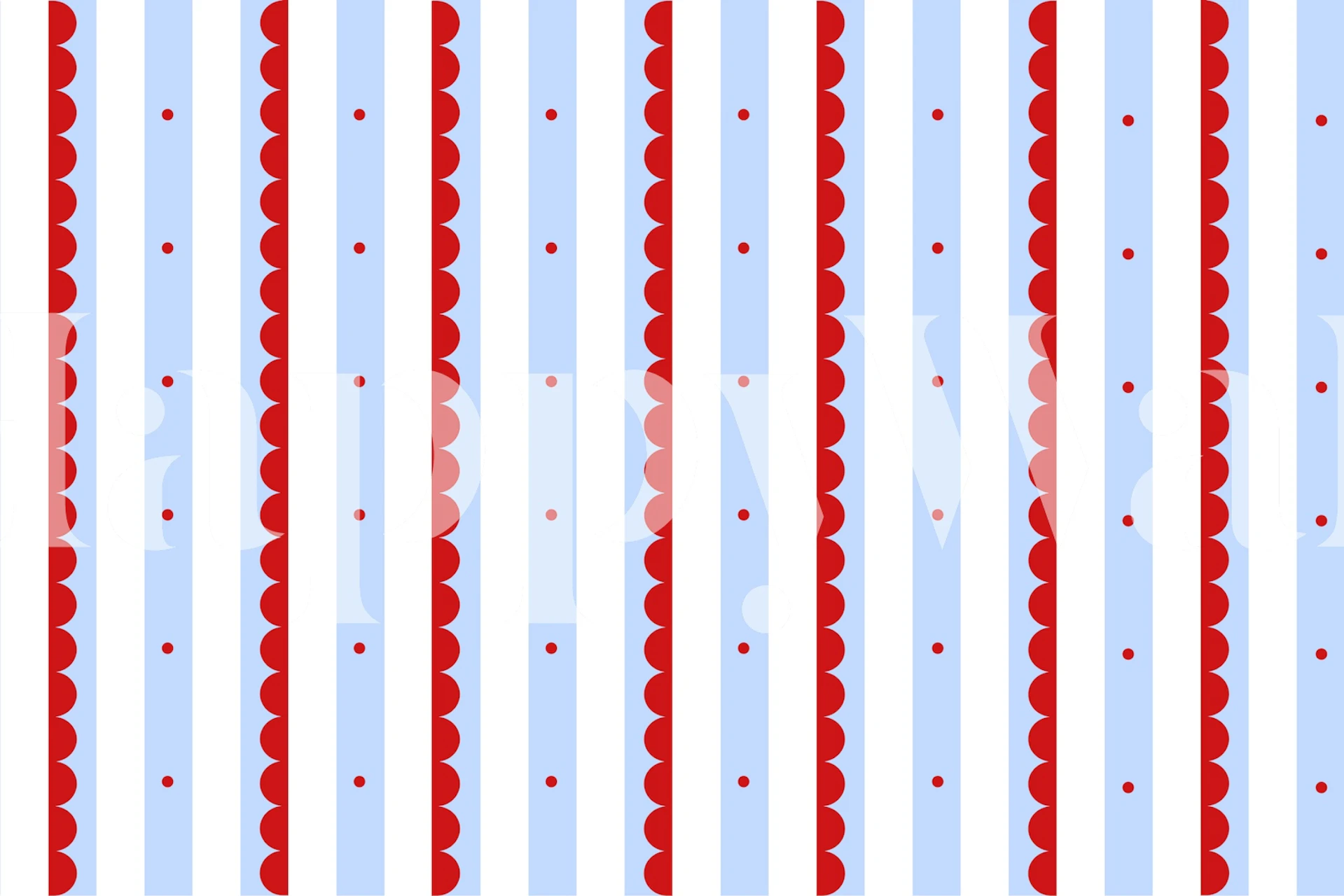 Polka Parade Stripes Red and Blue wallpaper in a room