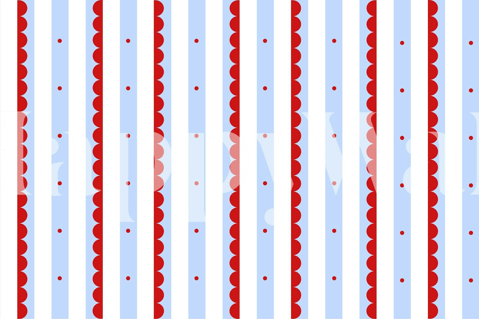 Tapeta Polka Parade Stripes Red and Blue w pokoju