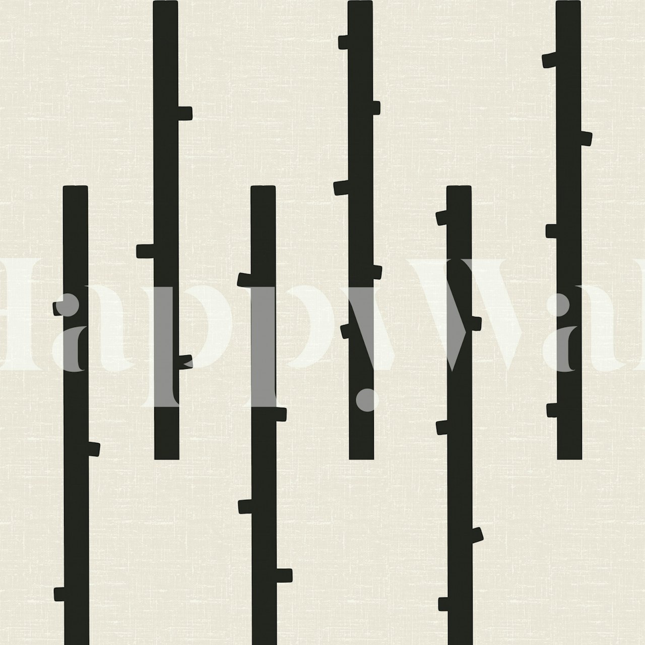 Black tree trunks on textured cream background wallpaper
