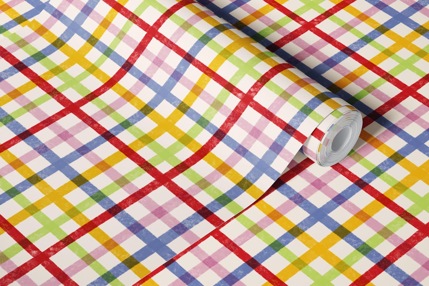 Playful Bright Colourful Plaid wallpaper roll