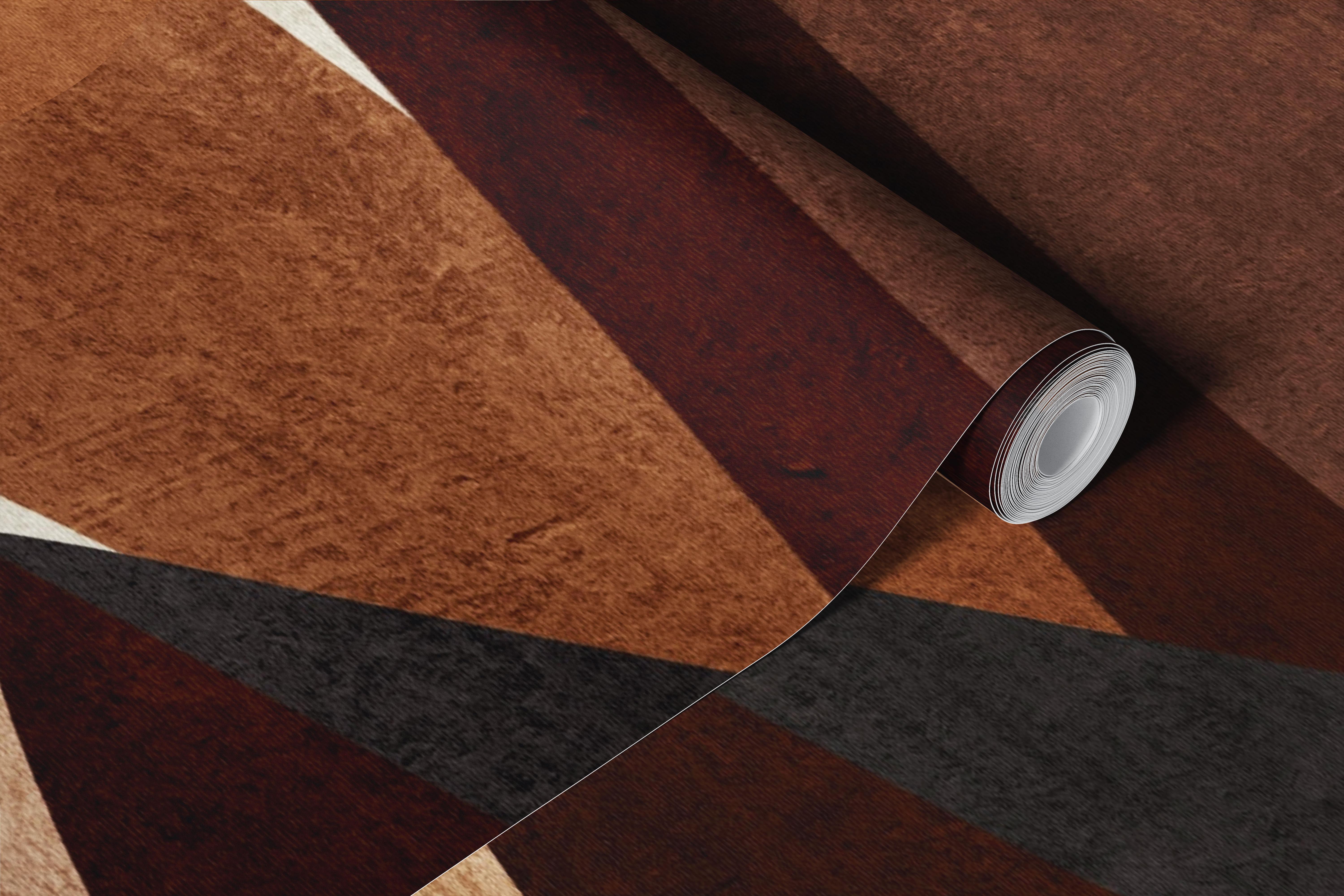 Abstract waves in earthy tones of brown, beige, and cream wallpaper