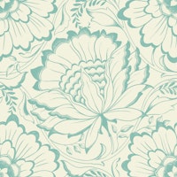 Chintz in Retro Teal on Cream ταπετσαρία