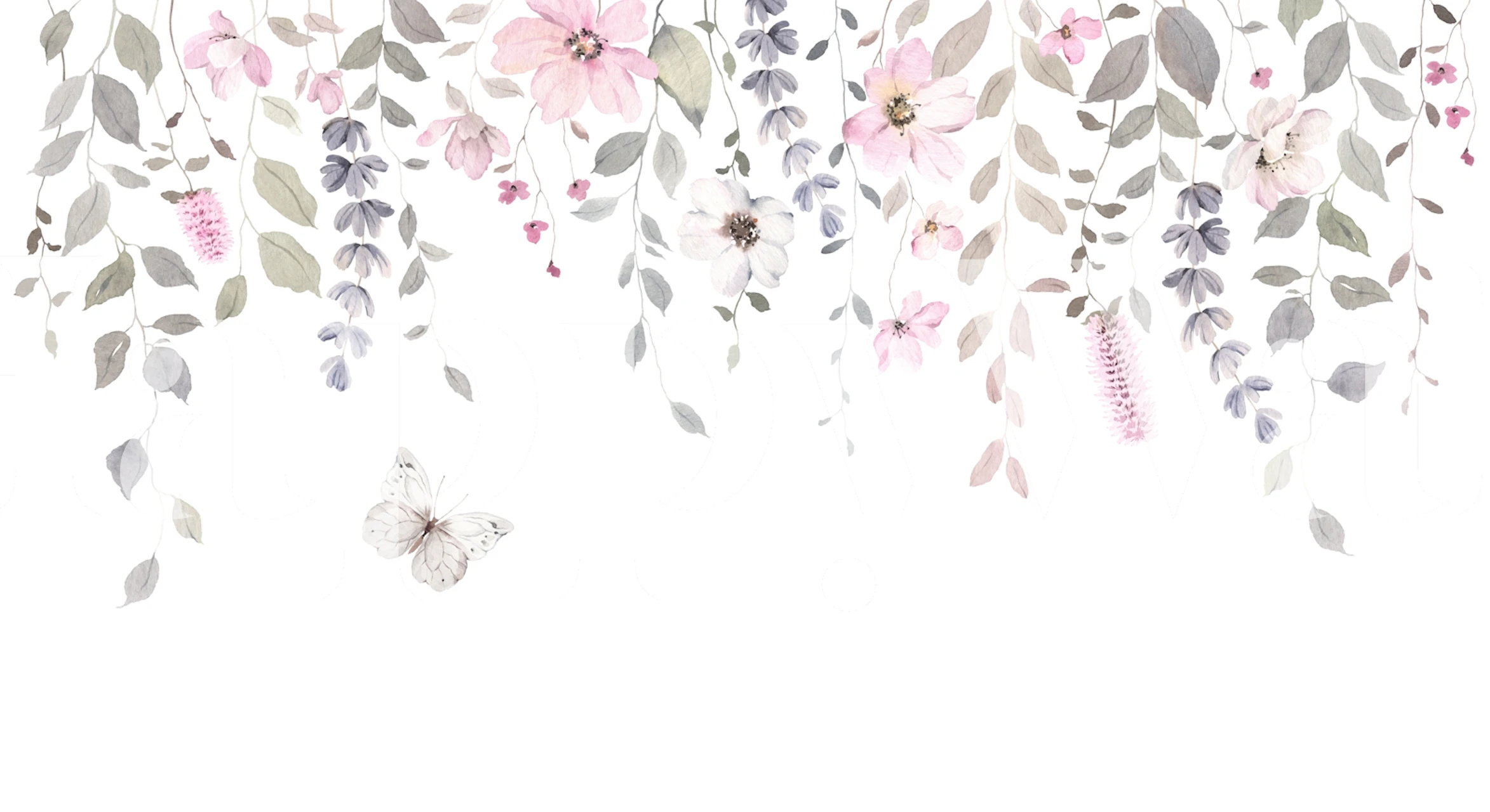 Floral design with soft pastel colors and leaves wallpaper