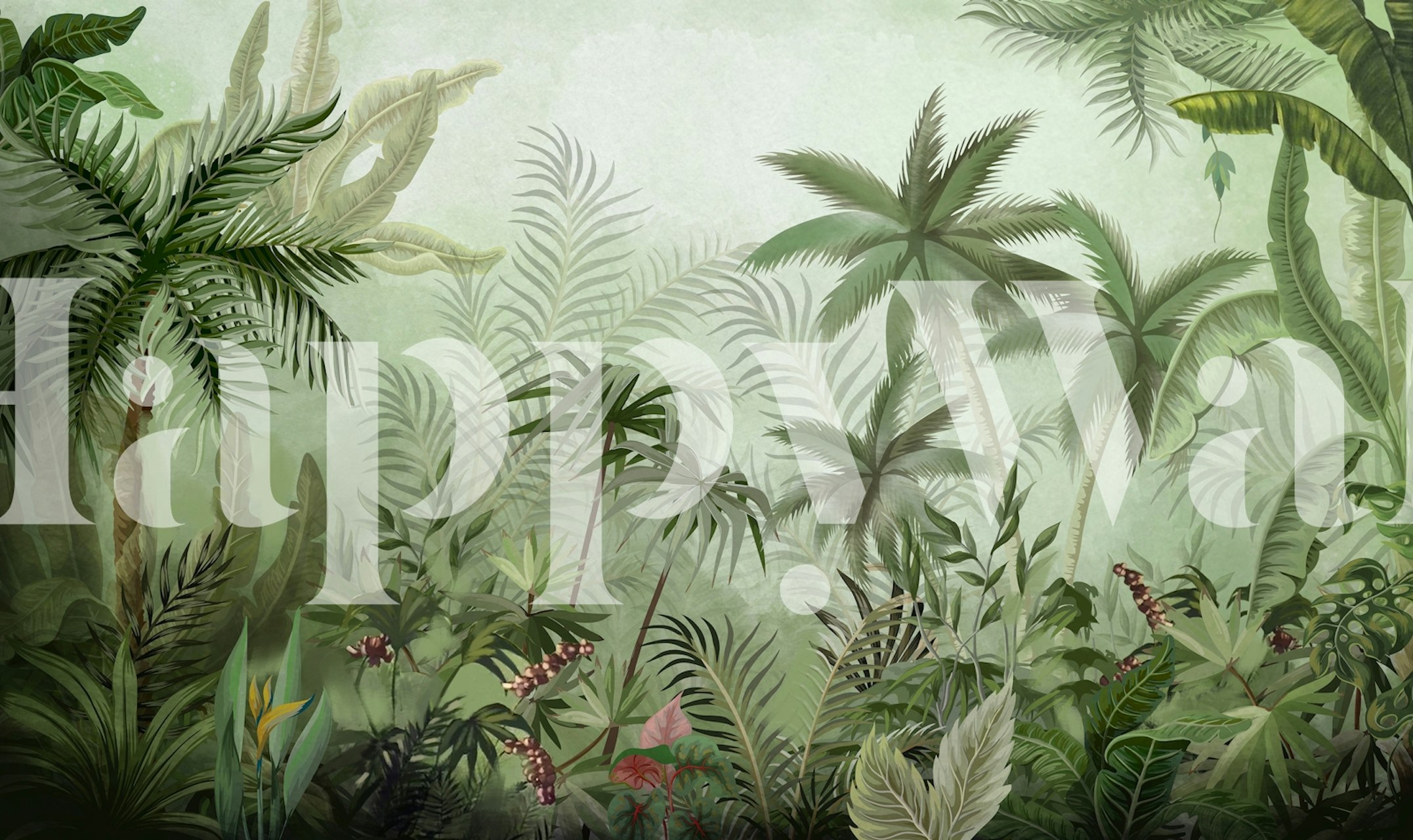 Exotic palm plant wallpaper in a room