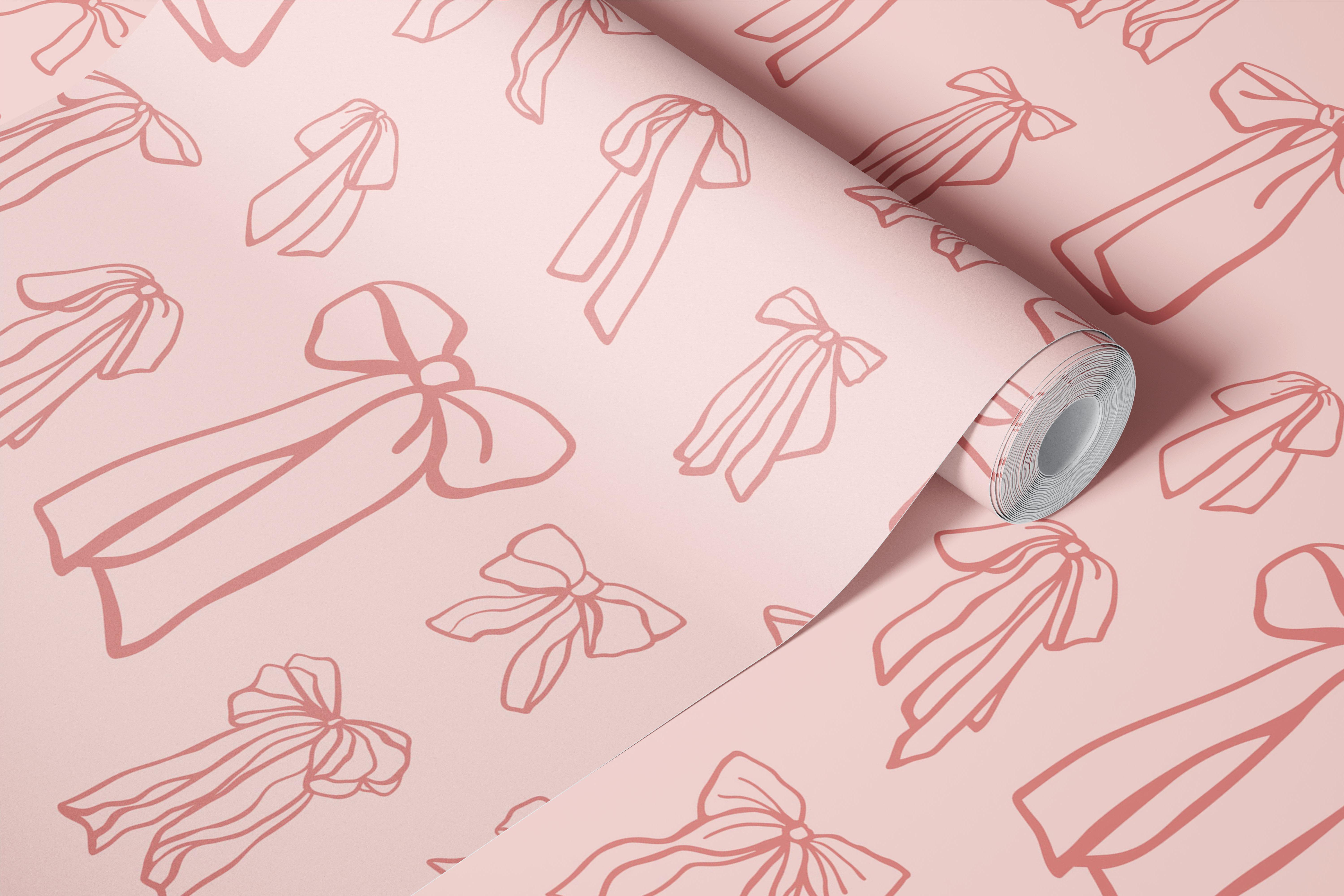 Charming bow design wallpaper in a room